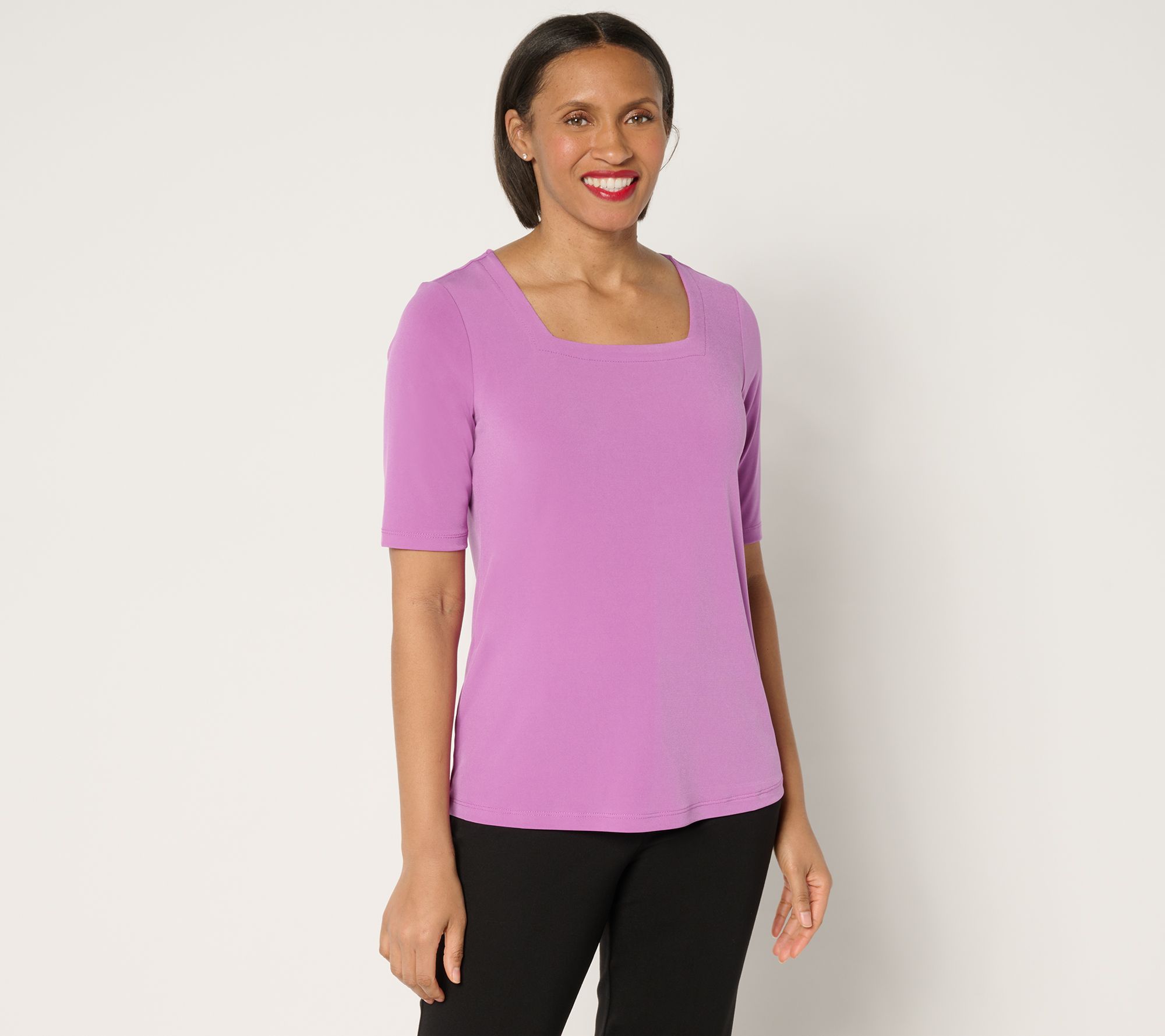 Susan Graver Modern Essentials Liquid Knit Square Neck Top