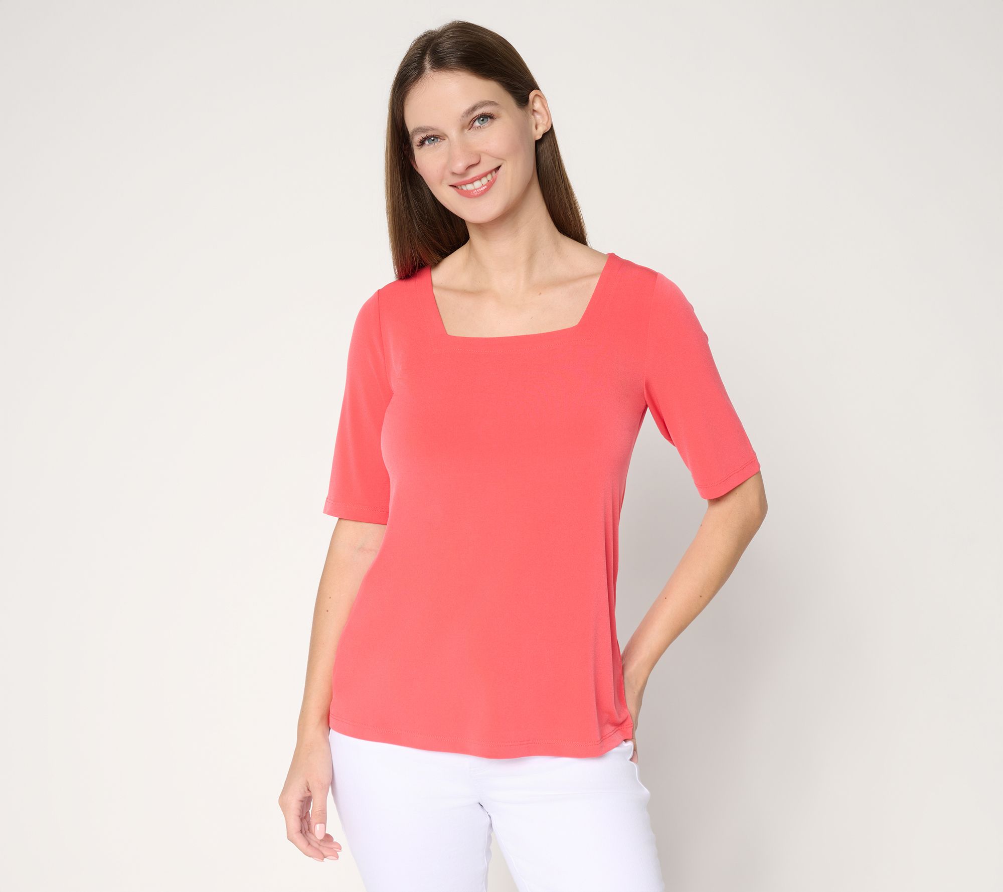 Susan Graver Modern Essentials Liquid Knit Square Neck Top