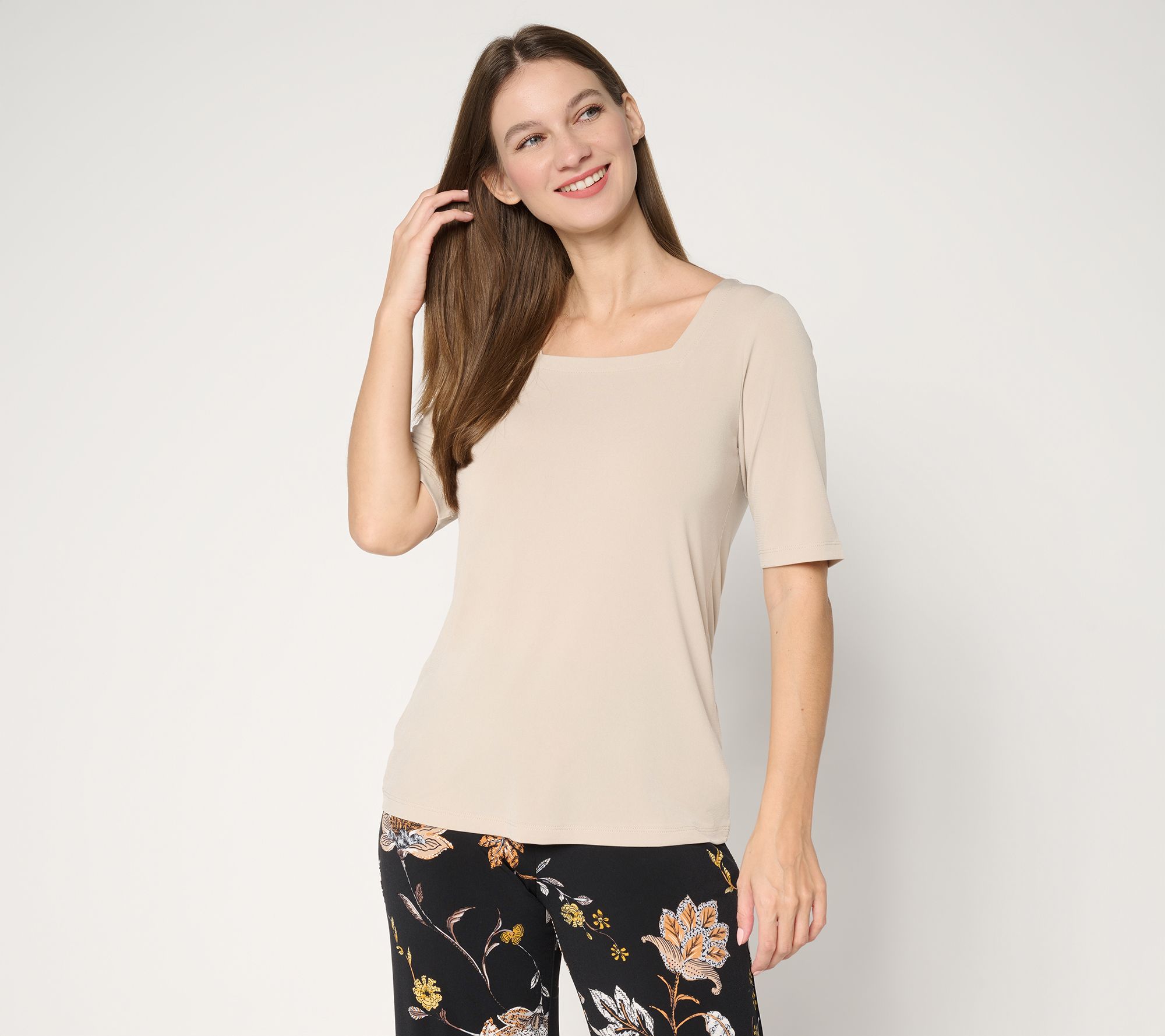 Susan Graver Modern Essentials Liquid Knit Square Neck Top