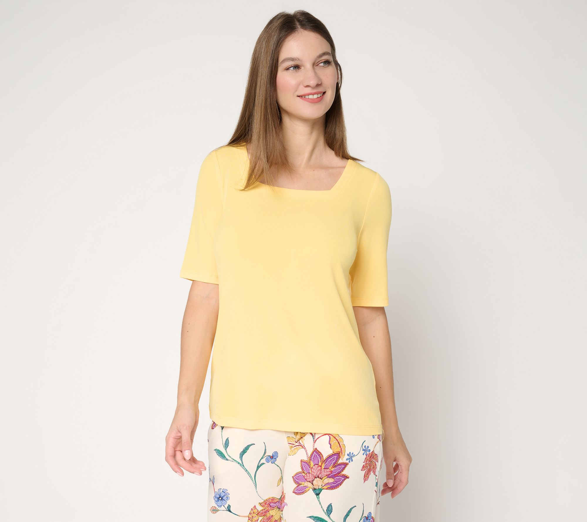 Susan Graver Modern Essentials Liquid Knit Square Neck Top