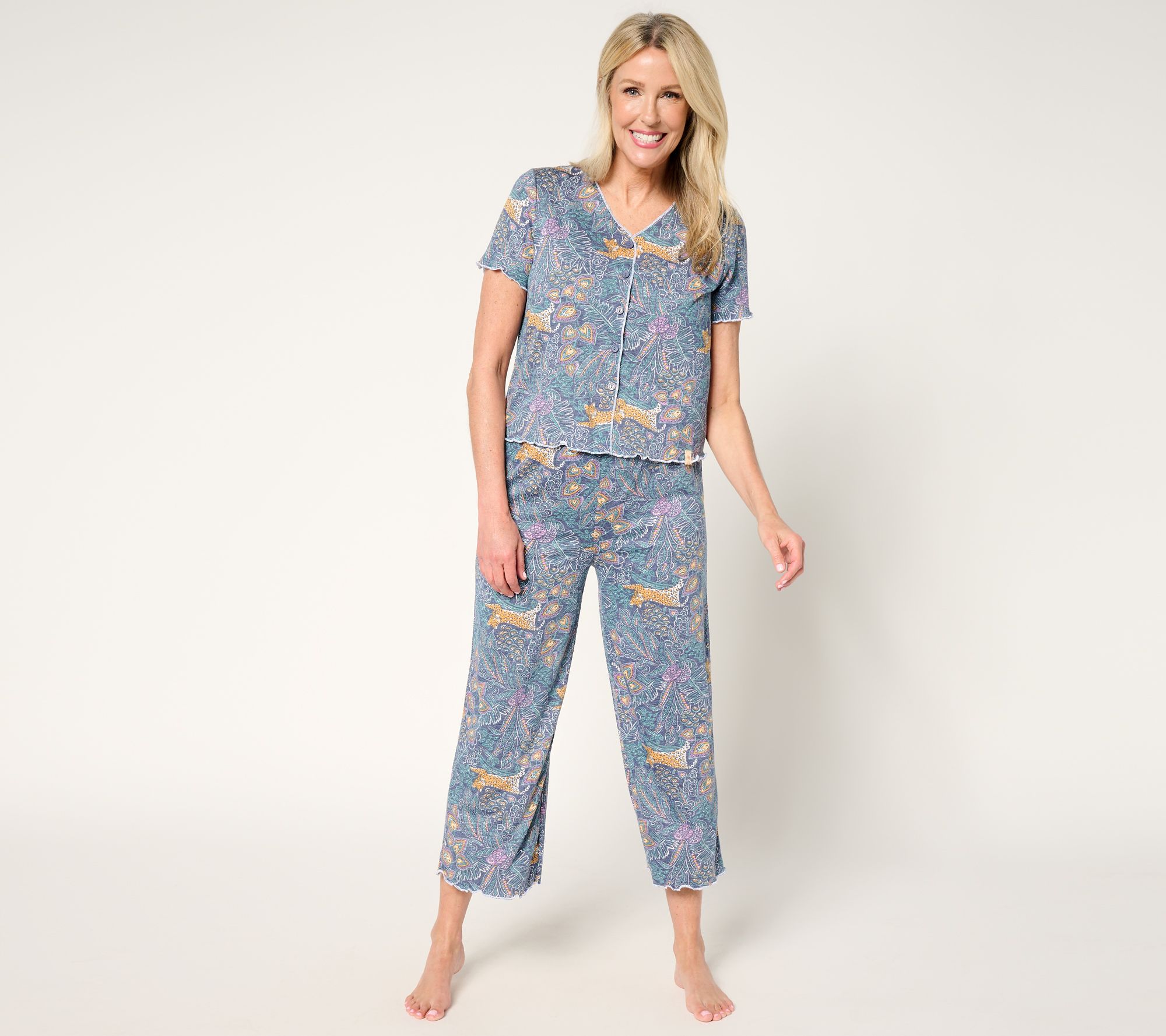 Sunday Brunch Crinkle Jersey Short Sleeve & Cropped Pant Lounge Set