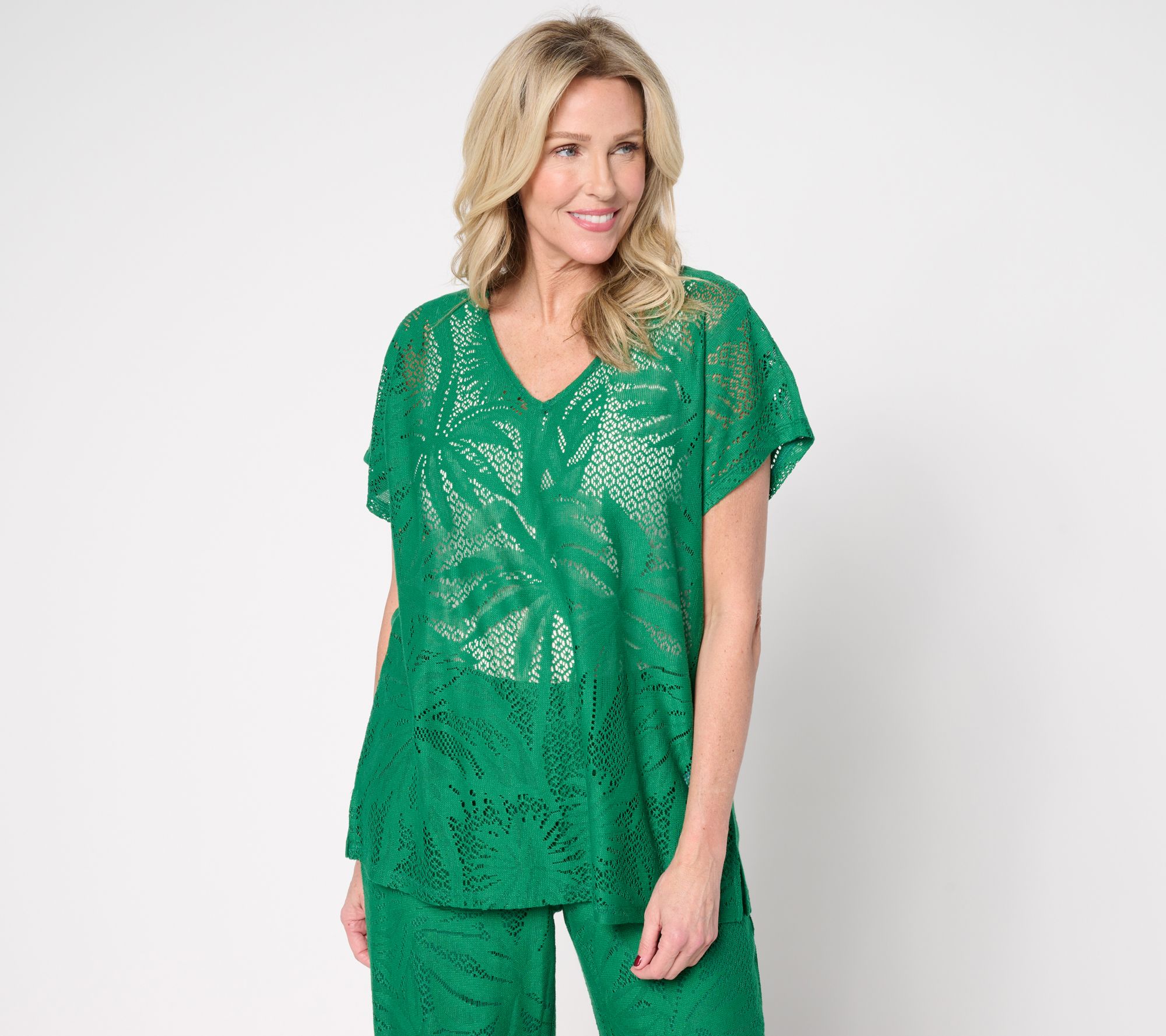 Susan Graver Soleil Regular Lace Knit Tunic