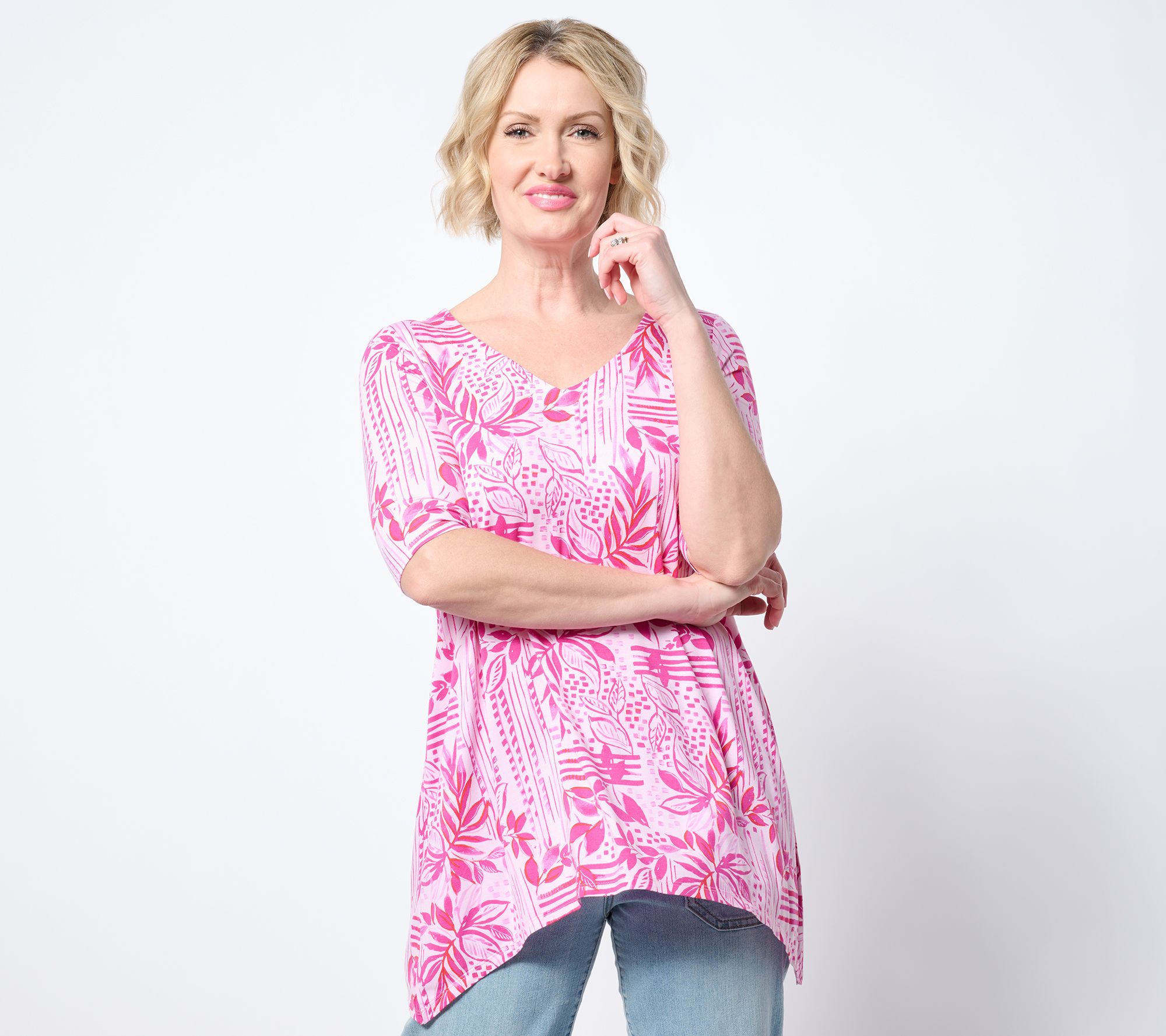 Belle by Kim Gravel Rayon Spandex Paradise Elbow Sleeve Tunic