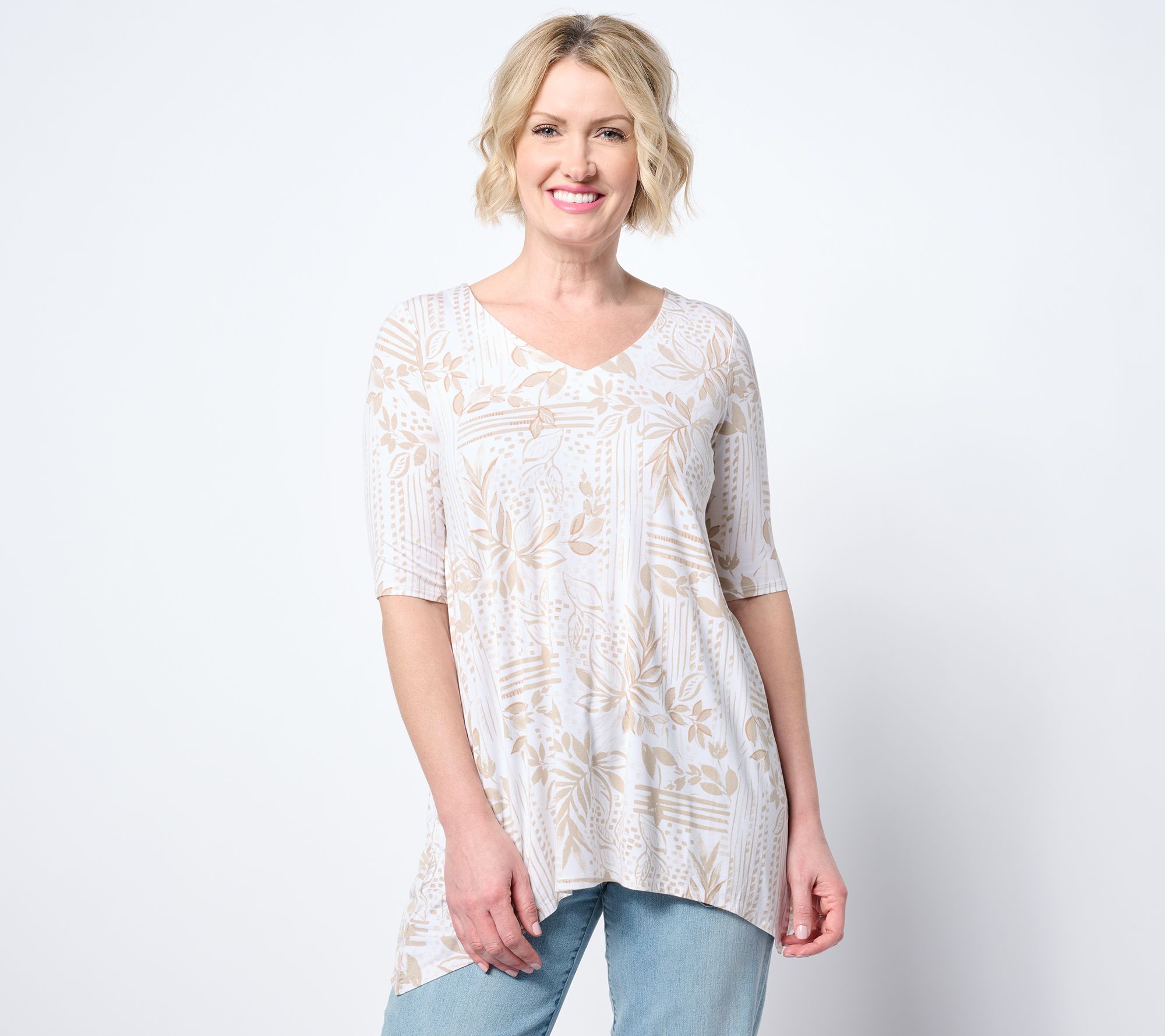 Belle by Kim Gravel Rayon Spandex Paradise Elbow Sleeve Tunic
