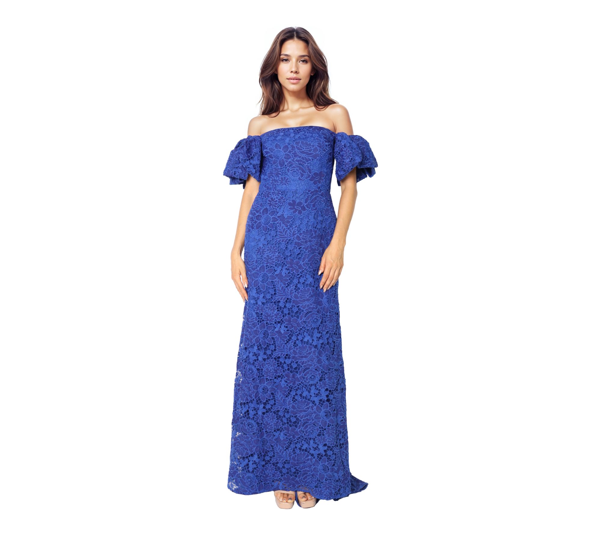 Rene by Rene Ruiz Collection Off the Shoulder Lace Gown