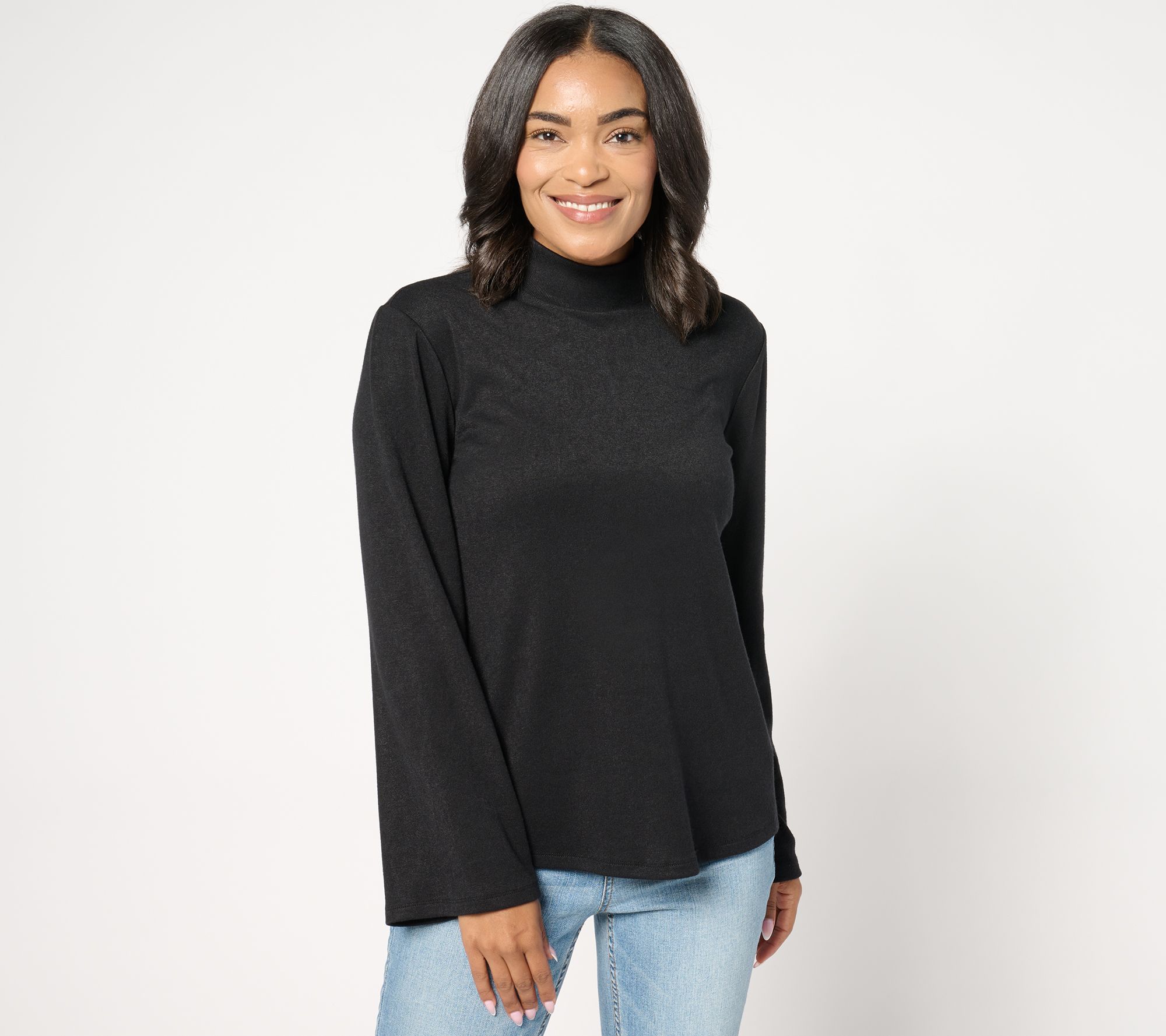 "As Is" Dennis Basso Luxe Mock Neck Sweater with Bell Sleeves