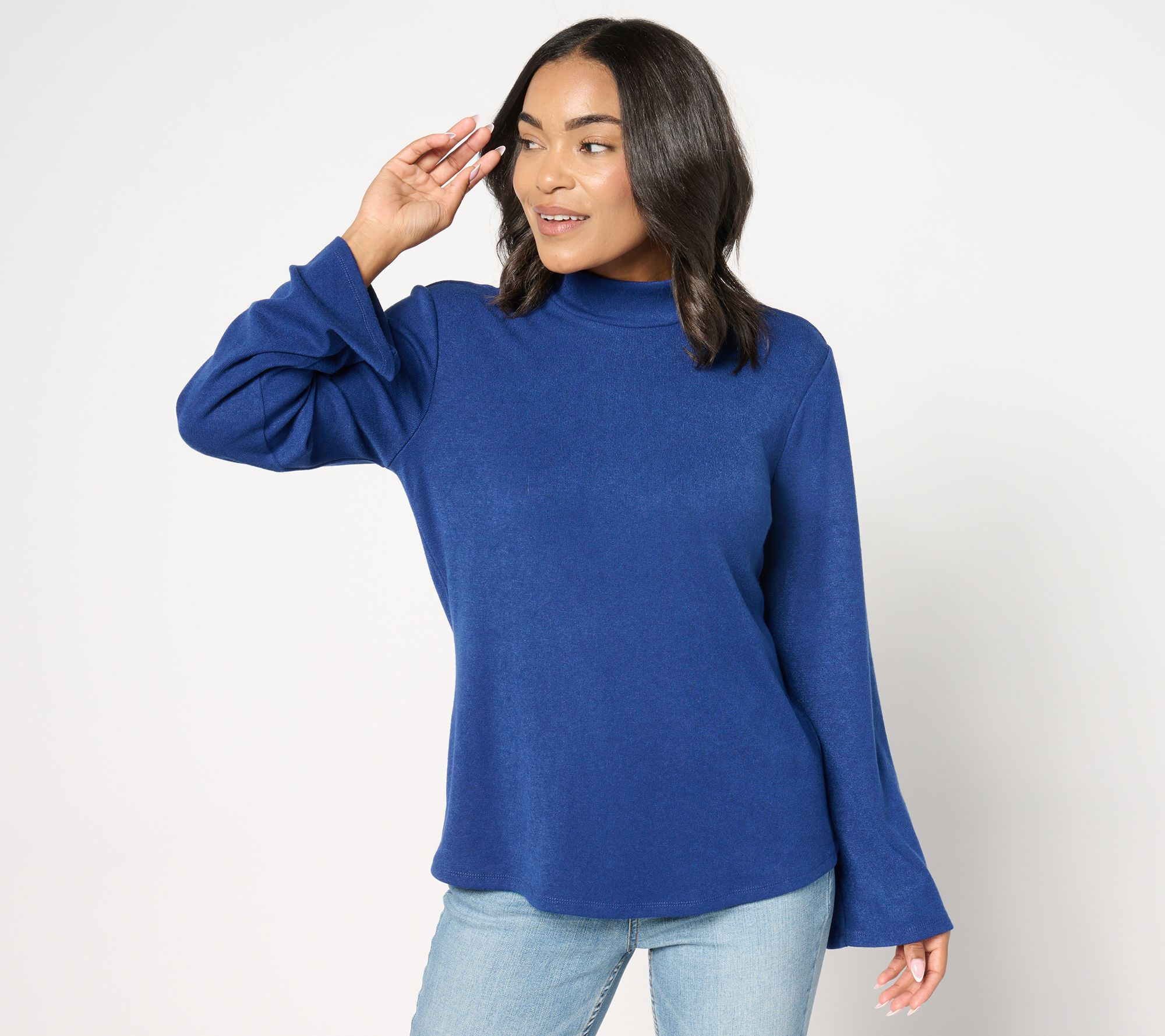 "As Is" Dennis Basso Luxe Mock Neck Sweater with Bell Sleeves