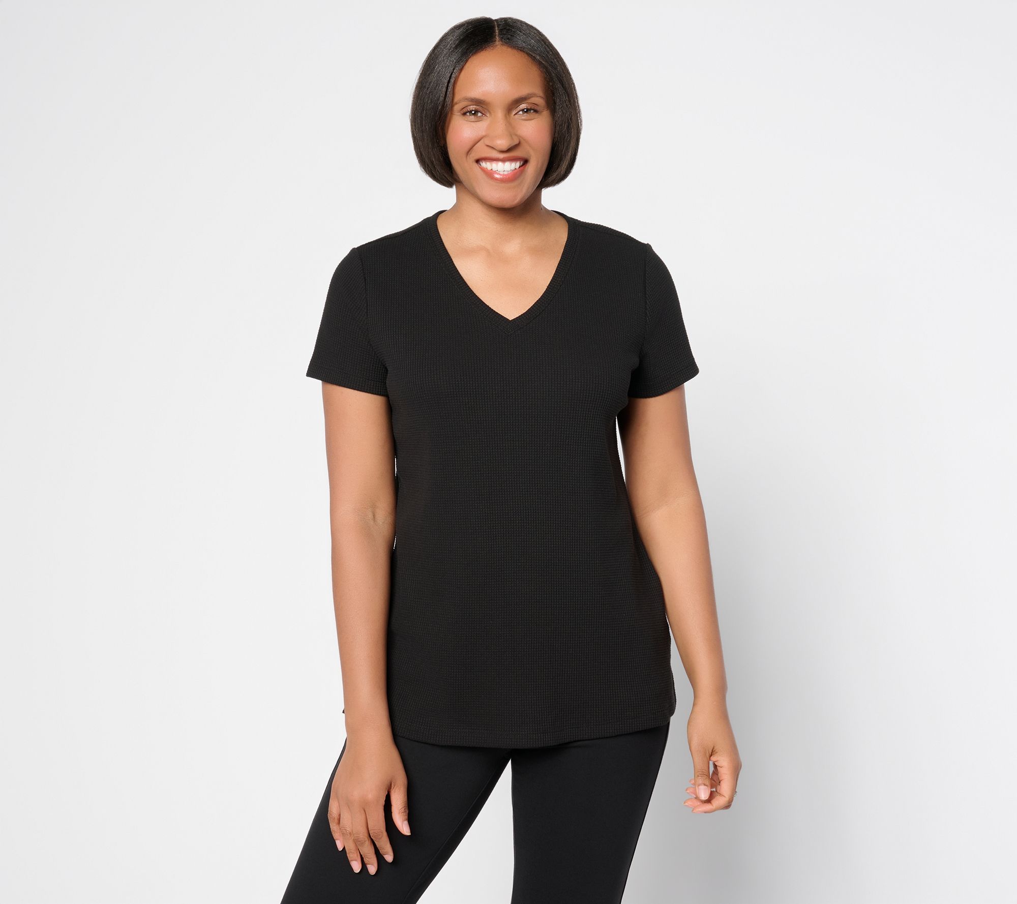 Belle by Kim Gravel Baby Waffle Short Sleeve V-Neck Top