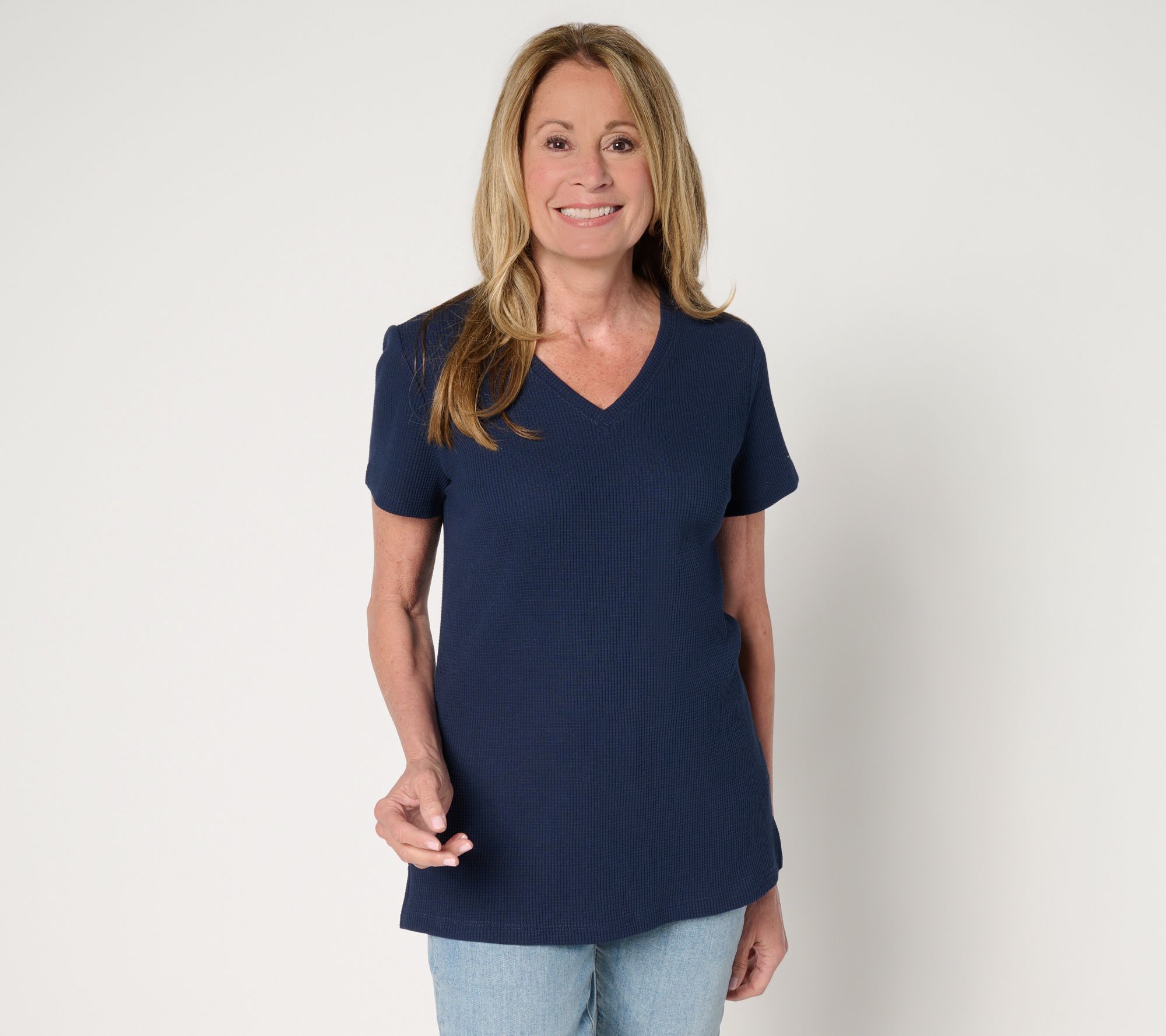 Belle by Kim Gravel Baby Waffle Short Sleeve V-Neck Top