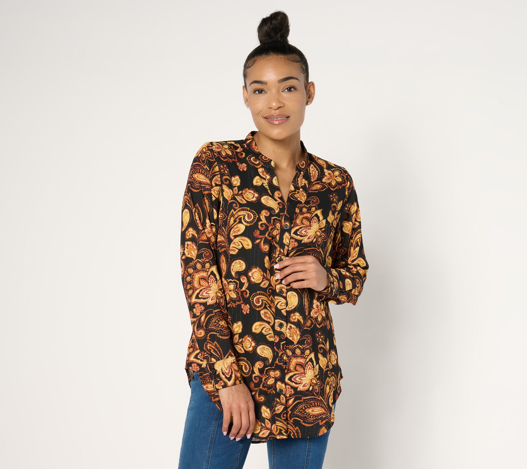 "As Is" Belle by Kim Gravel Let the Good Times Scroll Tunic Blouse