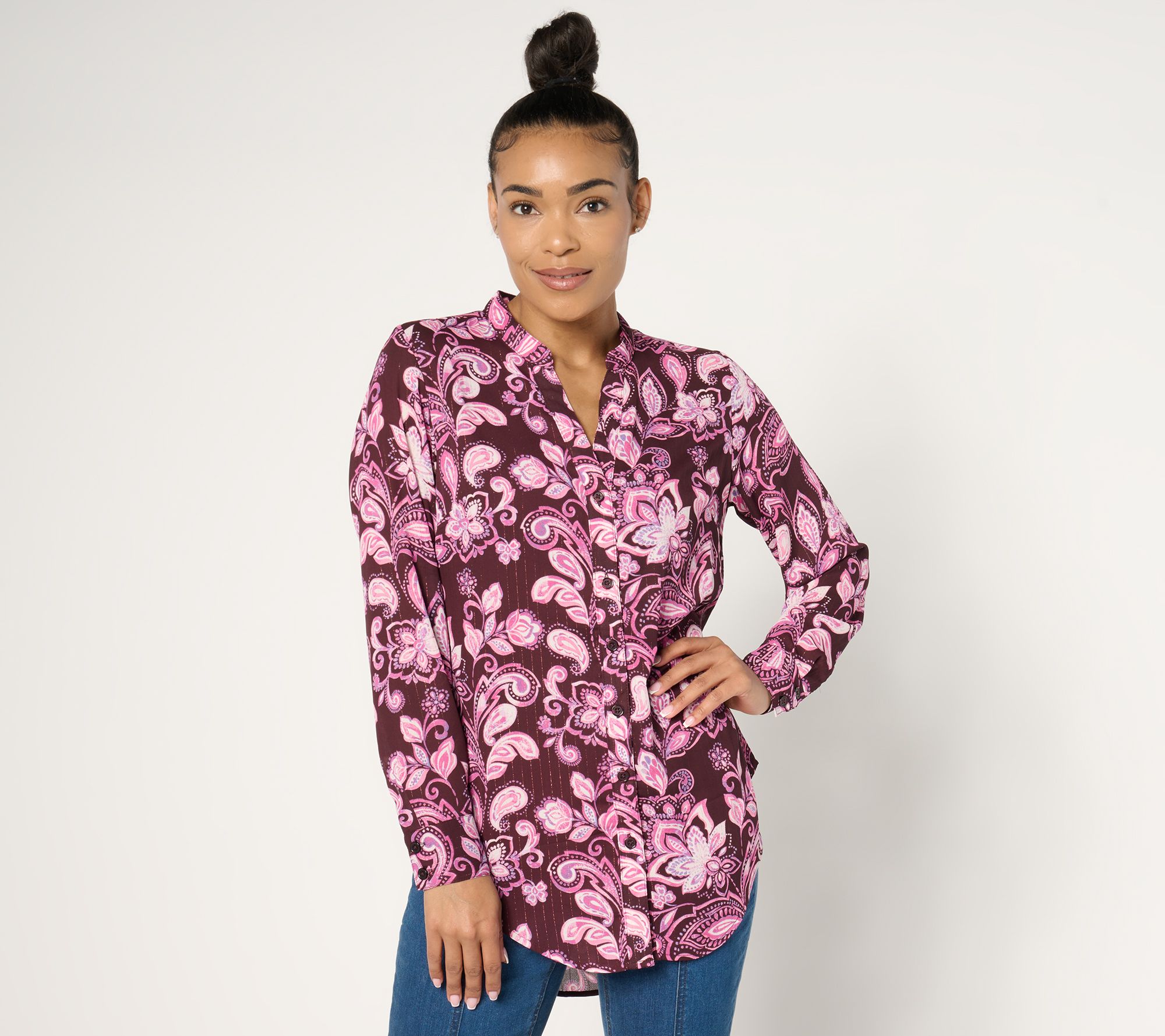 "As Is" Belle by Kim Gravel Let the Good Times Scroll Tunic Blouse