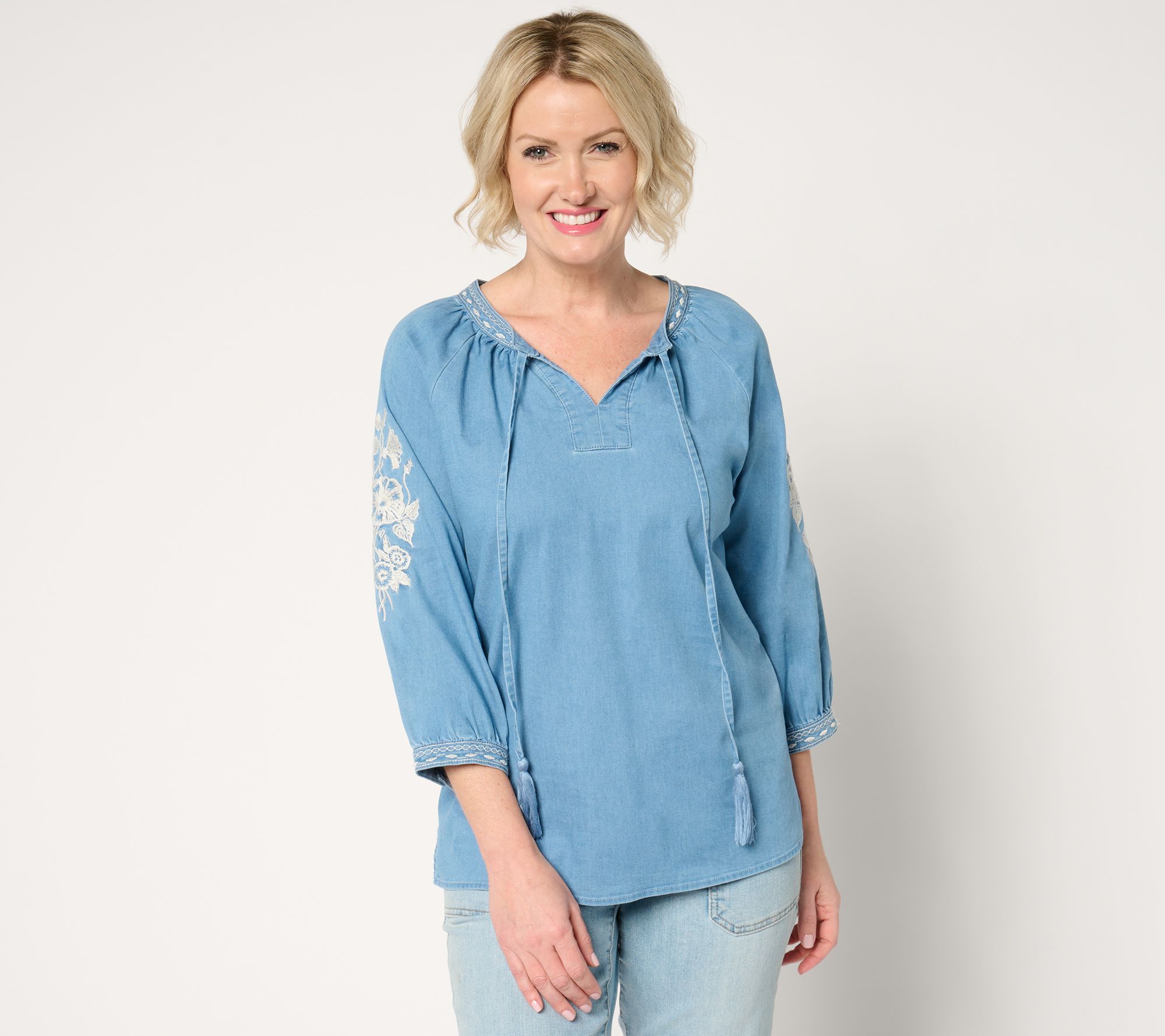 "As Is" Belle by Kim Gravel Fresh Picked Stretch Denim Shirt