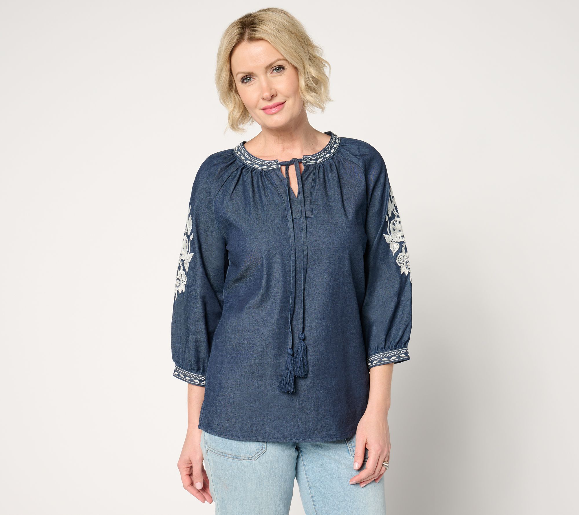 "As Is" Belle by Kim Gravel Fresh Picked Stretch Denim Shirt