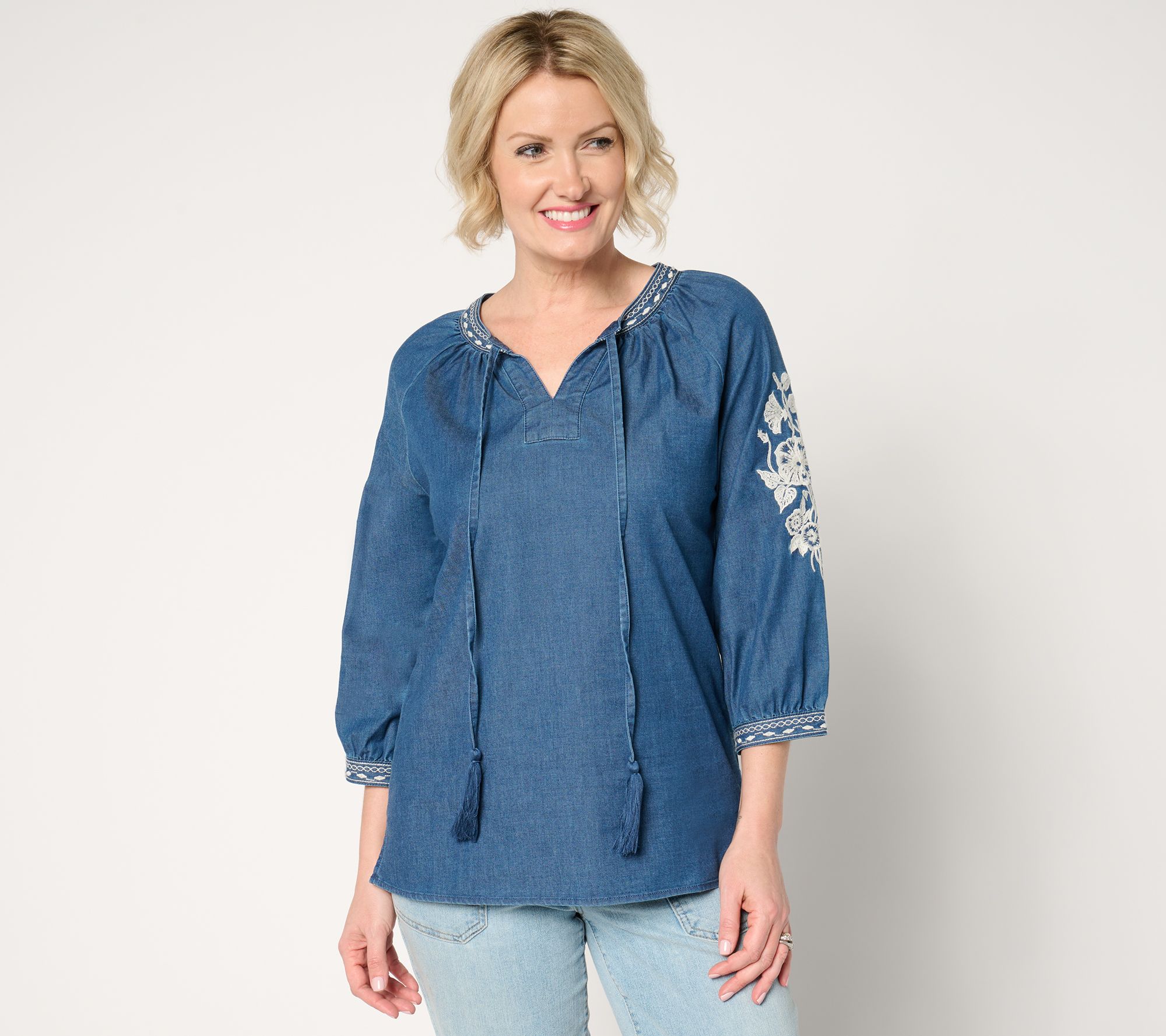 "As Is" Belle by Kim Gravel Fresh Picked Stretch Denim Shirt