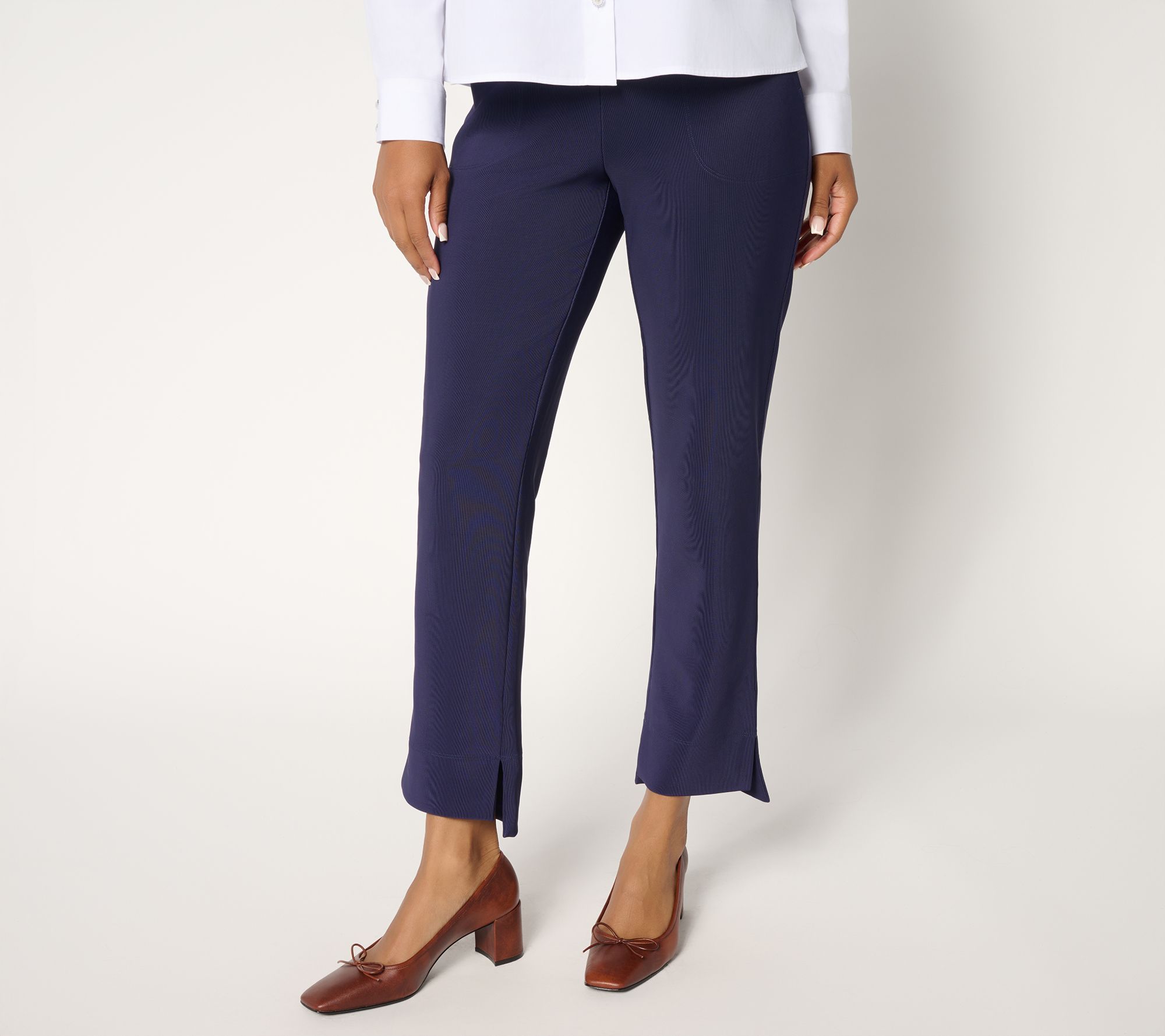 Attitudes by Renee Petite Euro Knit Straight Leg Ankle Pants