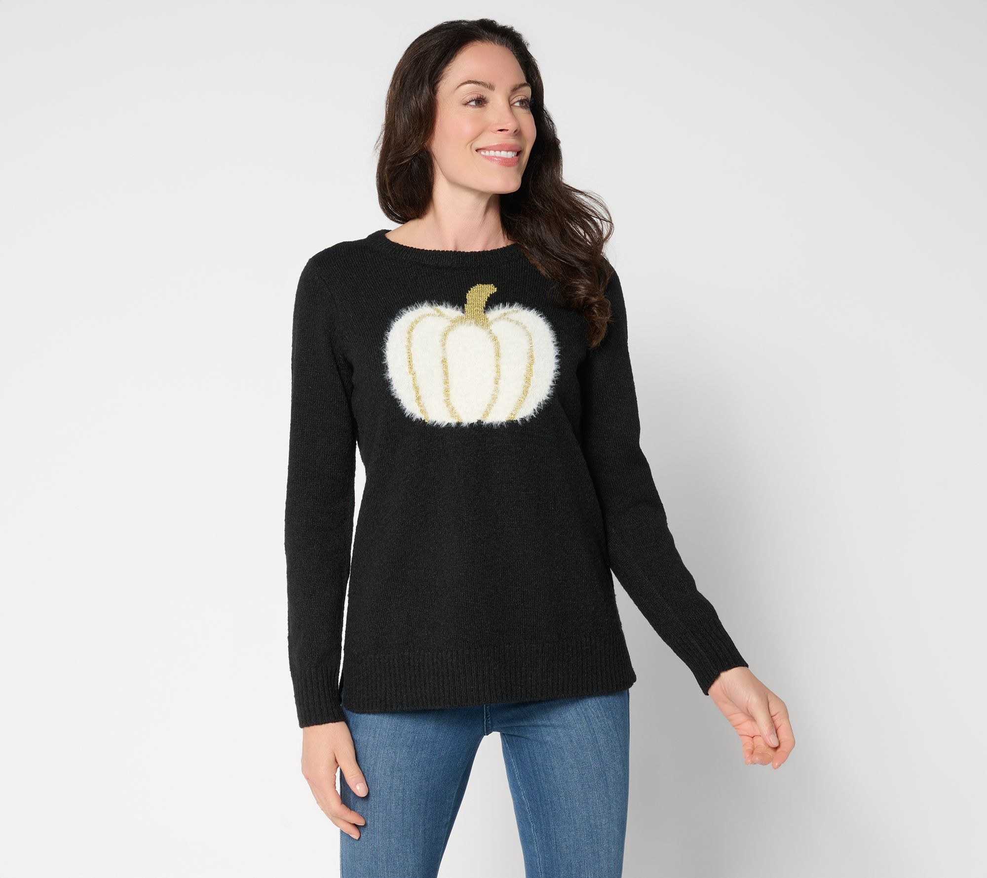 Belle by Kim Gravel Let's Get Cozy Gourdeous Glam Pumpkin Sweater