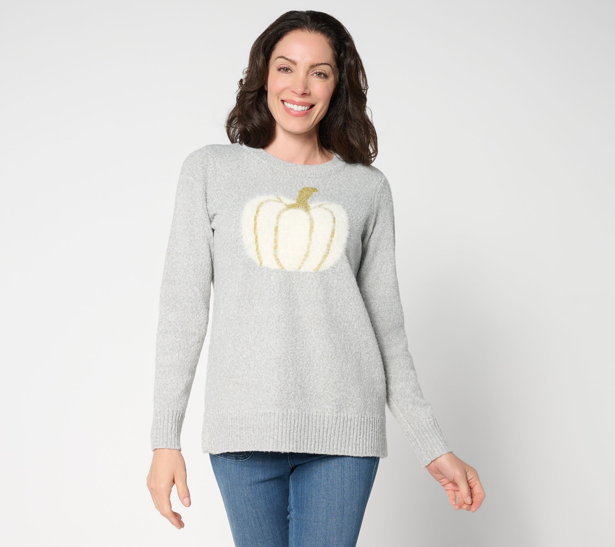 Belle by Kim Gravel Let's Get Cozy Gourdeous Glam Pumpkin Sweater