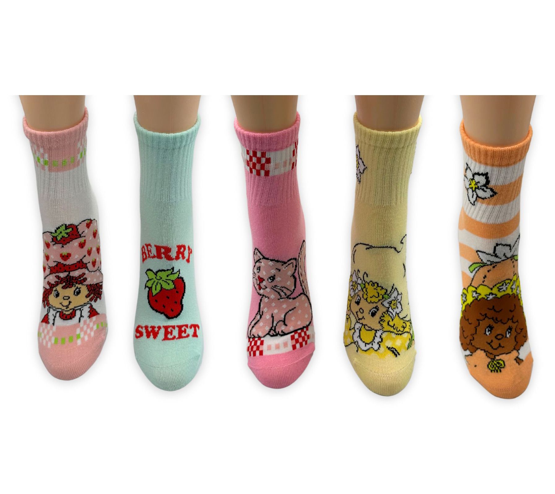 Strawberry Shortcake Ladies' Set of 5 Quarter Crew Socks