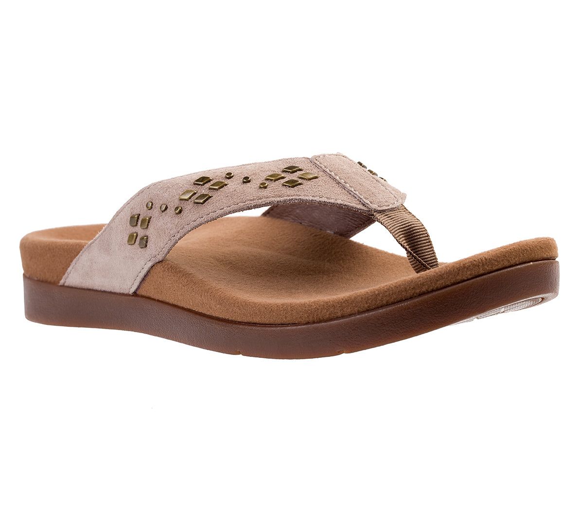  Spenco Orthotic Suede Thong Sandals - Laguna Stud