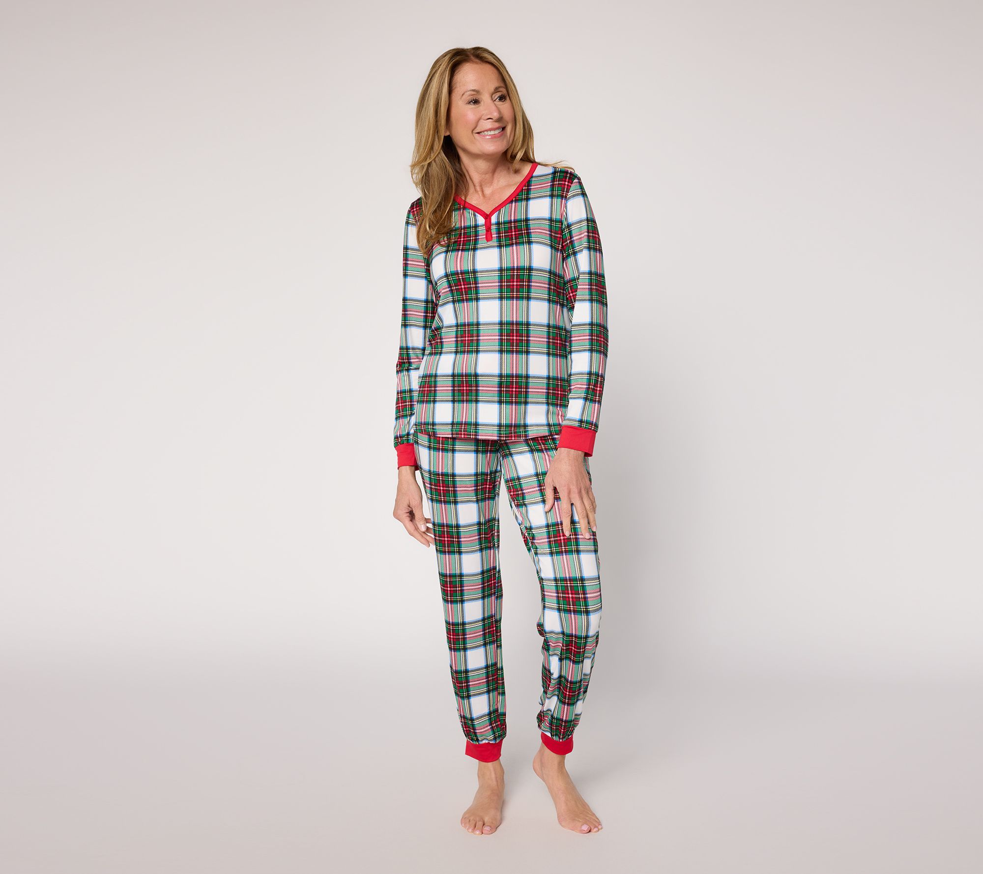 MUK LUKS Tall Cloud Knit Henley Printed Pajama Set