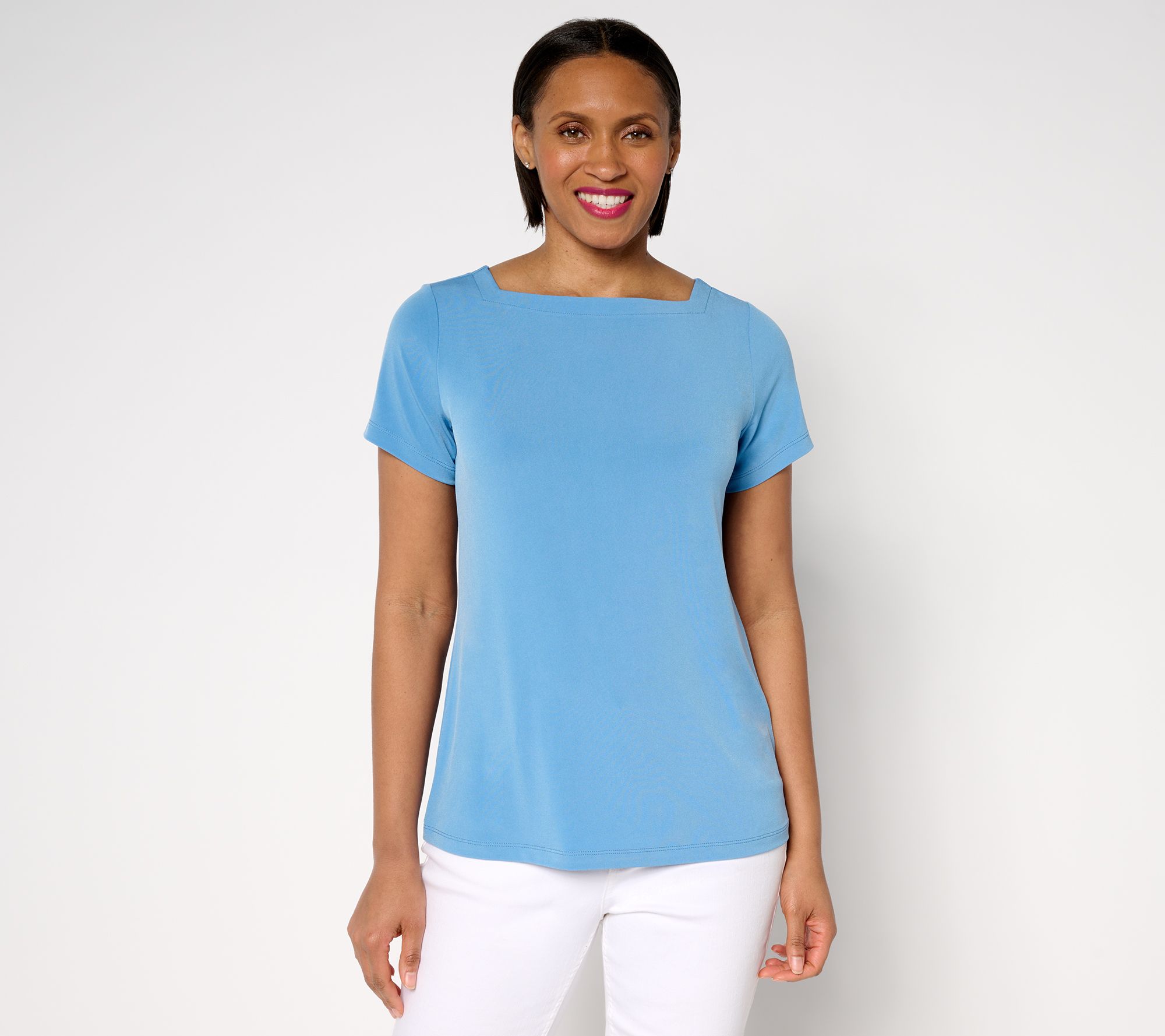 "As Is" Susan Graver Modern Essentials Liquid Knit Bateau Top