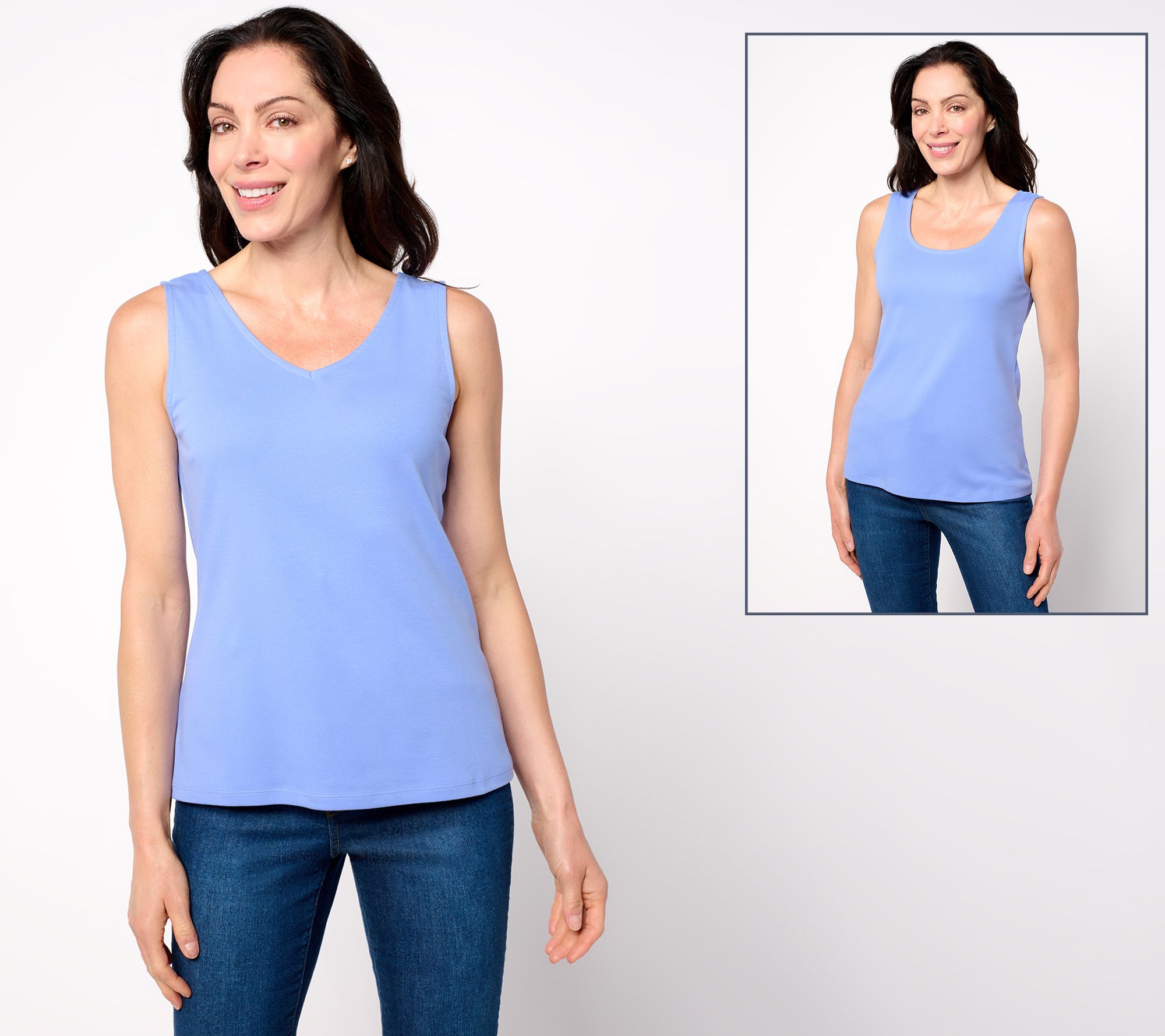 "As Is" Isaac Mizrahi Live! Essentials Micro Pima Rib Reversible Top