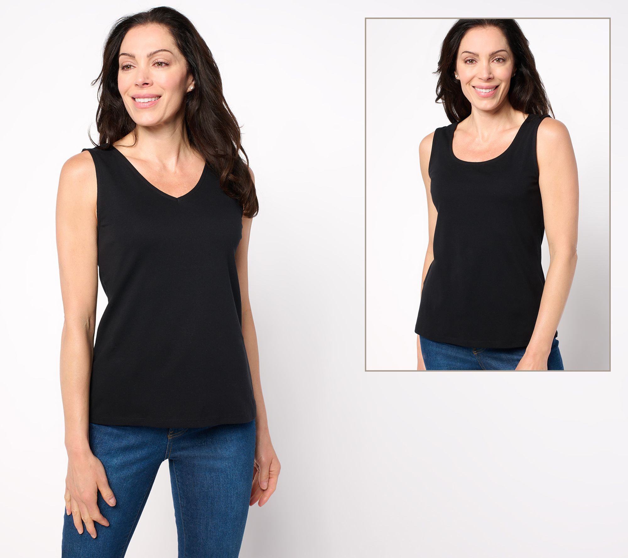 "As Is" Isaac Mizrahi Live! Essentials Micro Pima Rib Reversible Top