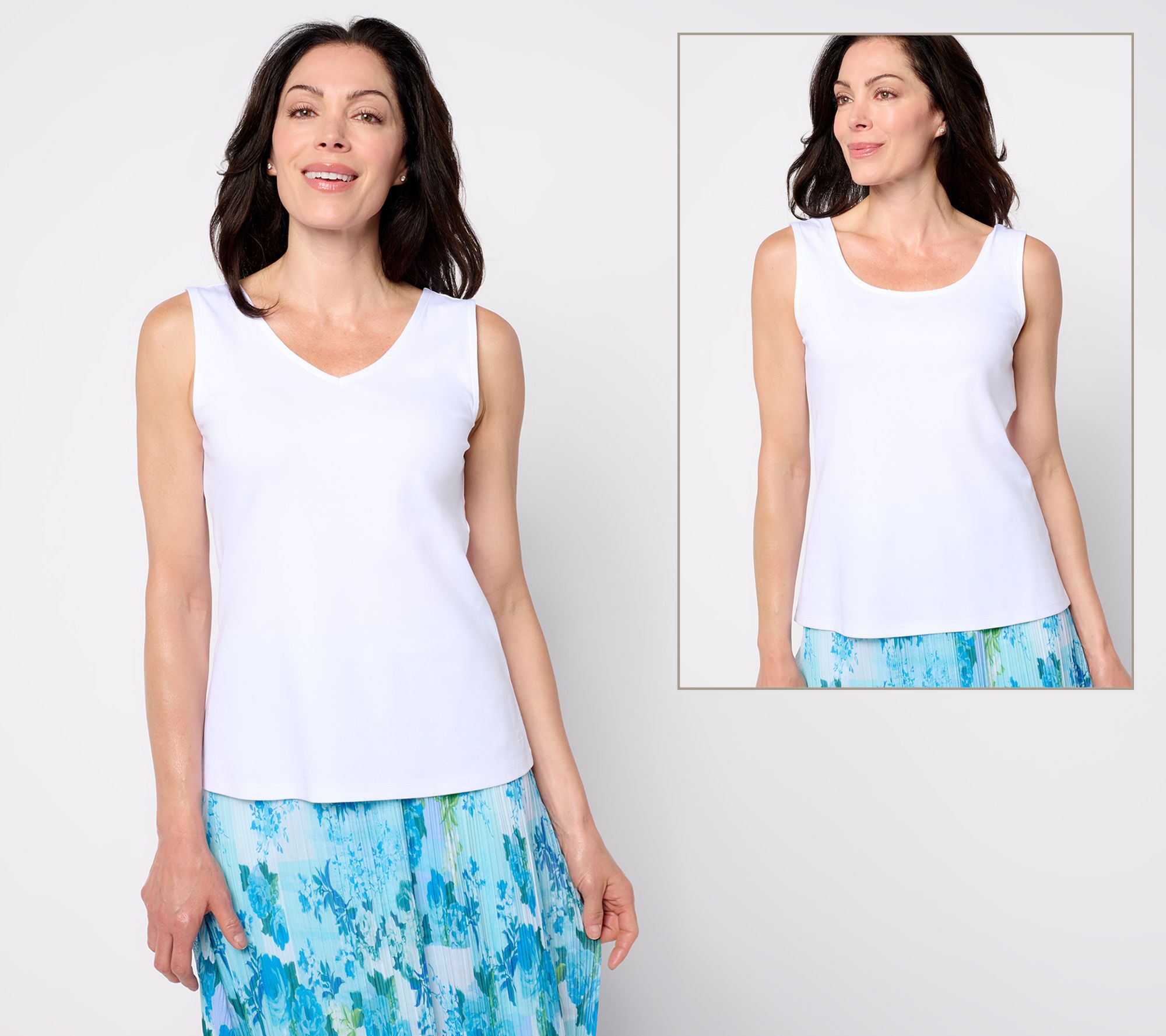 "As Is" Isaac Mizrahi Live! Essentials Micro Pima Rib Reversible Top