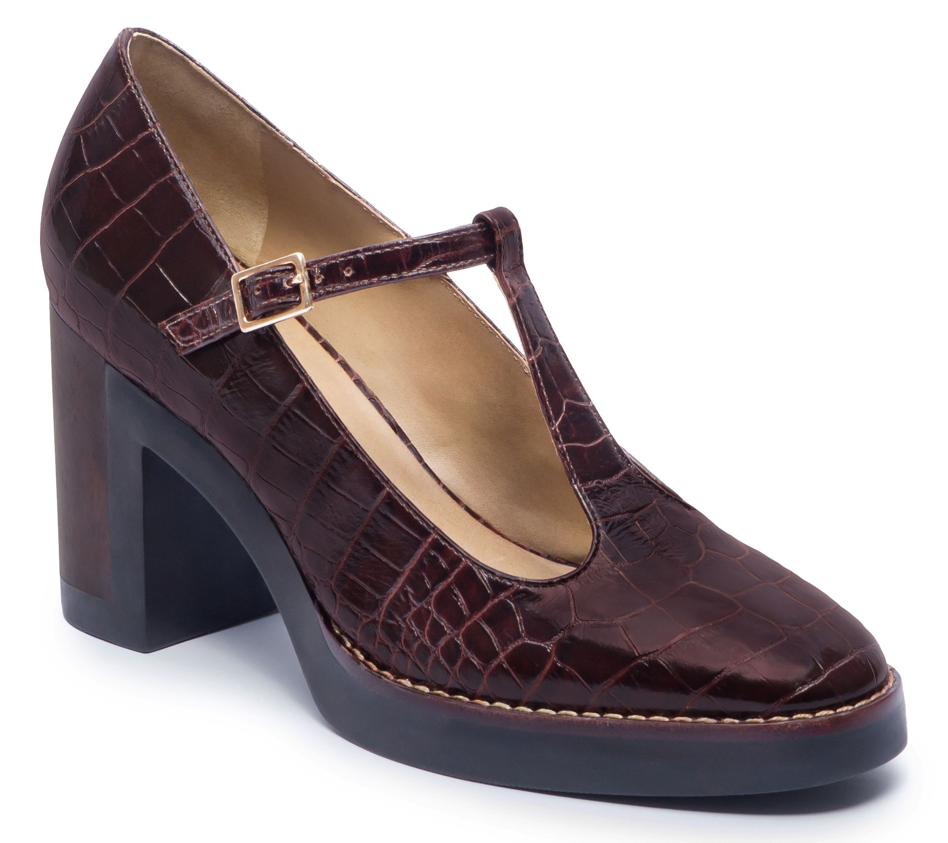 Bernardo Platform Leather Mary Jane Heel - Noto
