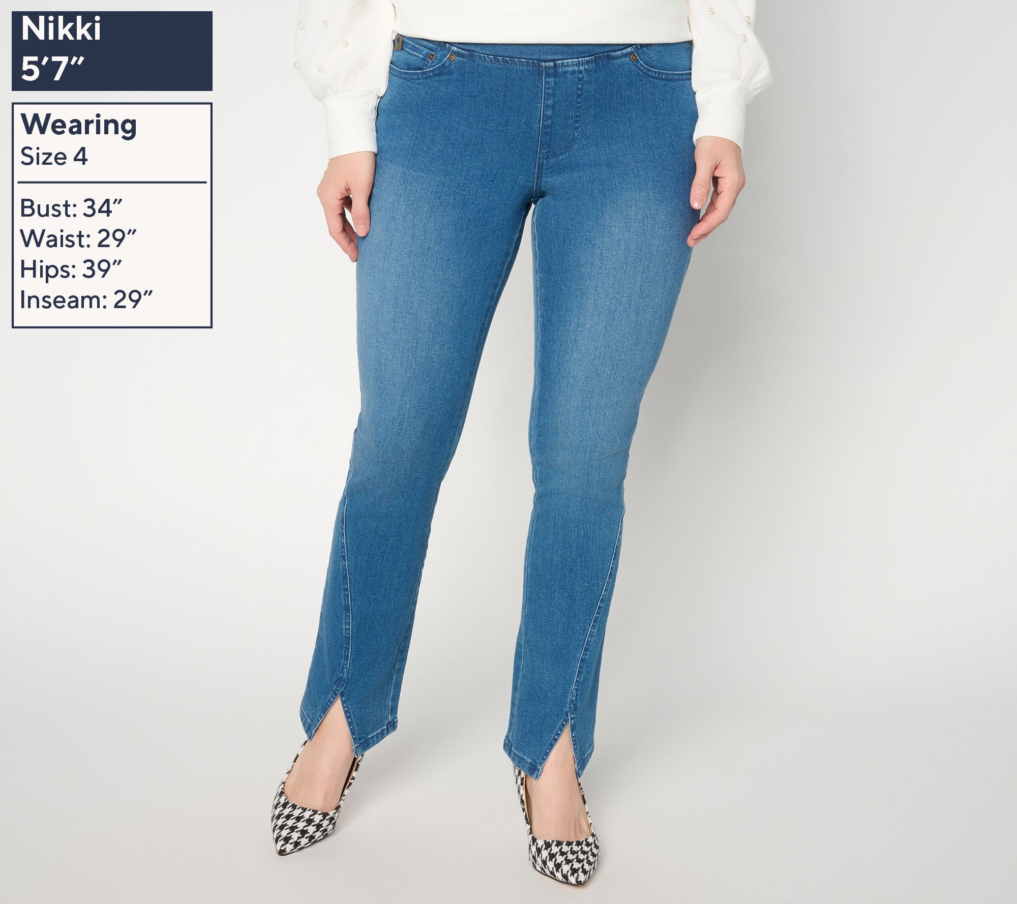Belle by Kim Gravel Petite TripleLuxe Denim Split Hem Jean - QVC.com