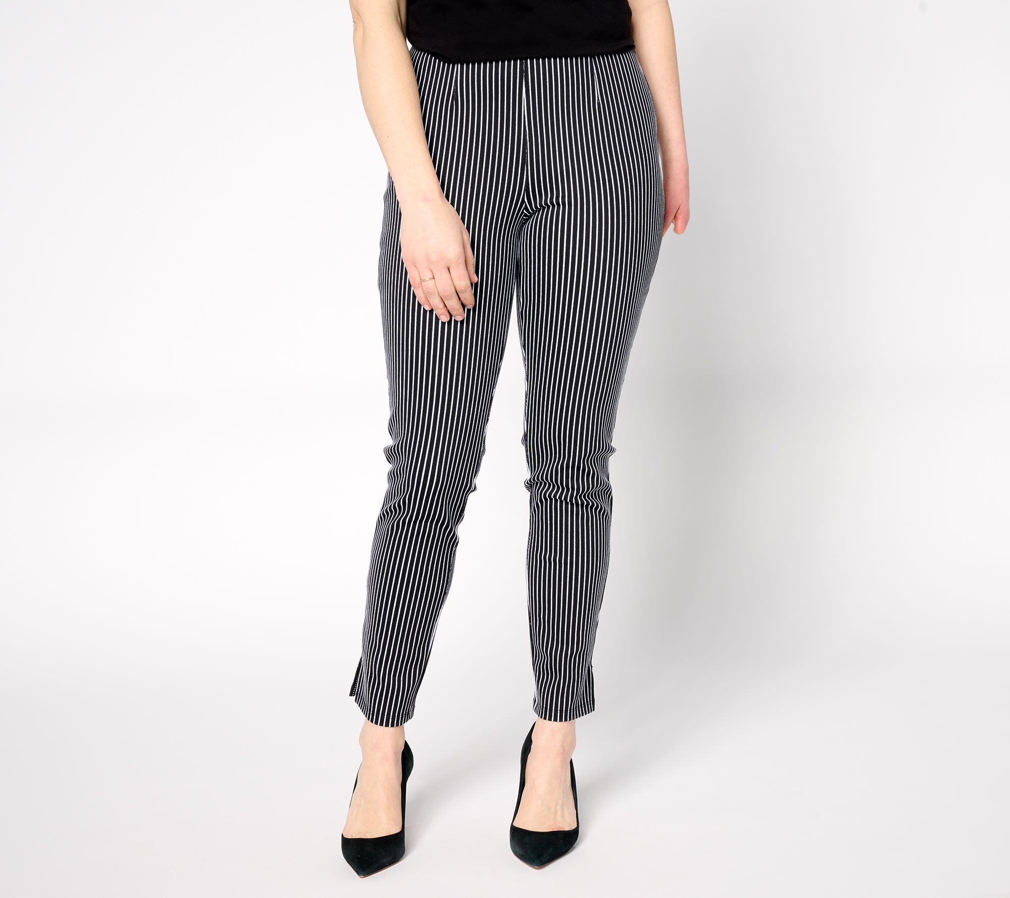 "As Is" Women with Control Prime Stretch Denim Petite Slim Leg Pants