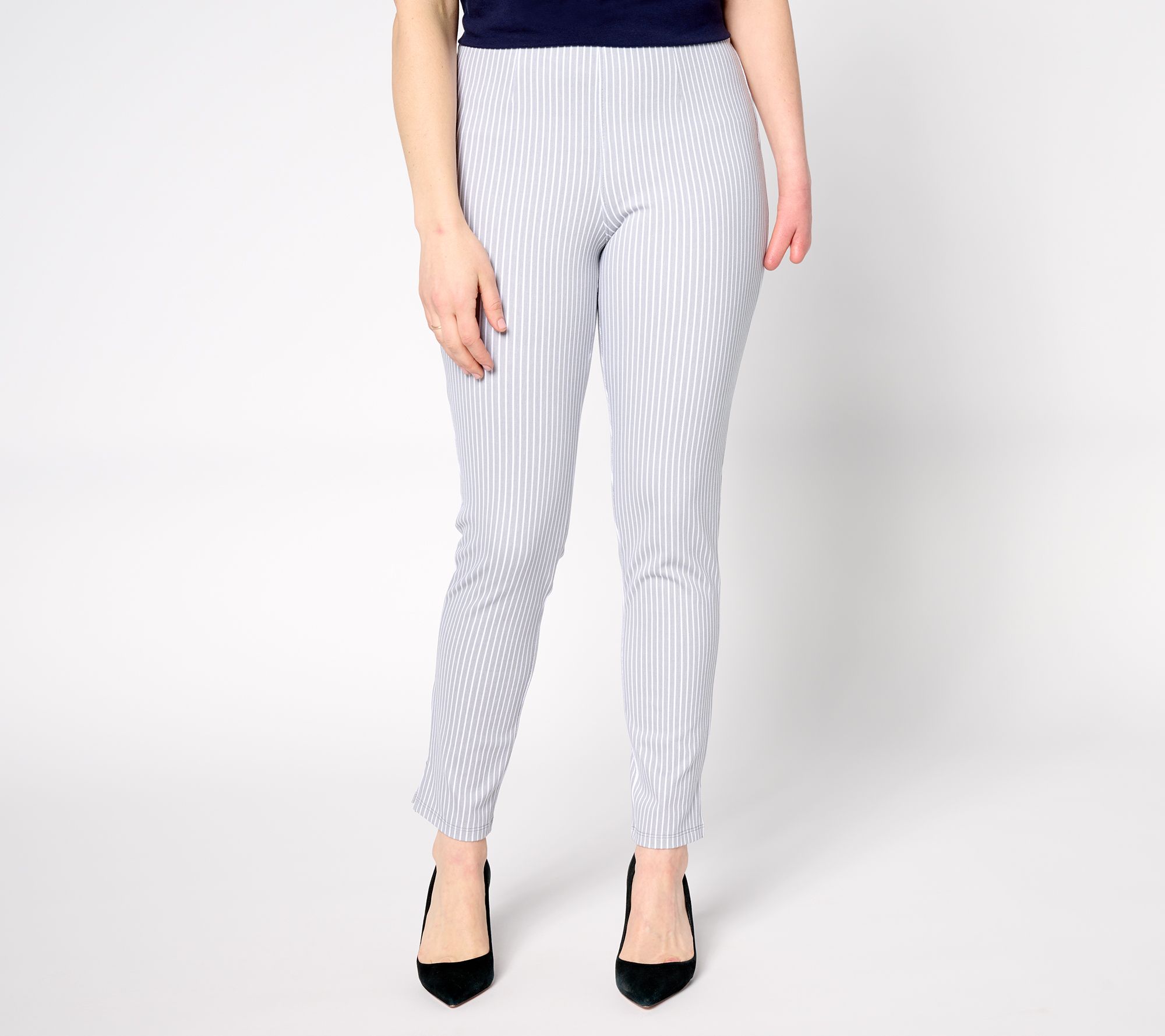 "As Is" Women with Control Prime Stretch Denim Petite Slim Leg Pants