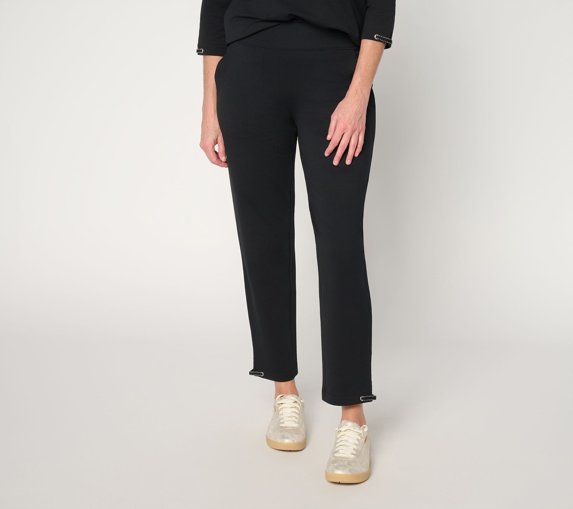 Denim & Co. Active Regular French Terry Straight Leg Ankle Pants