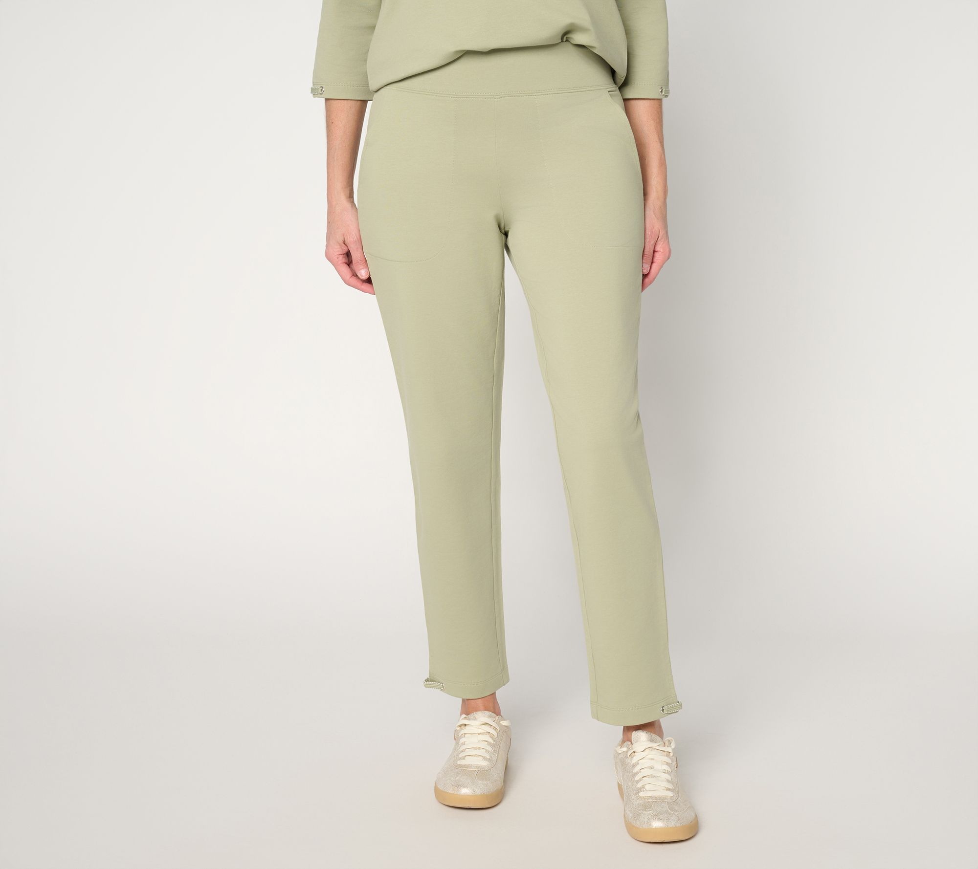 Denim & Co. Active Regular French Terry Straight Leg Ankle Pants