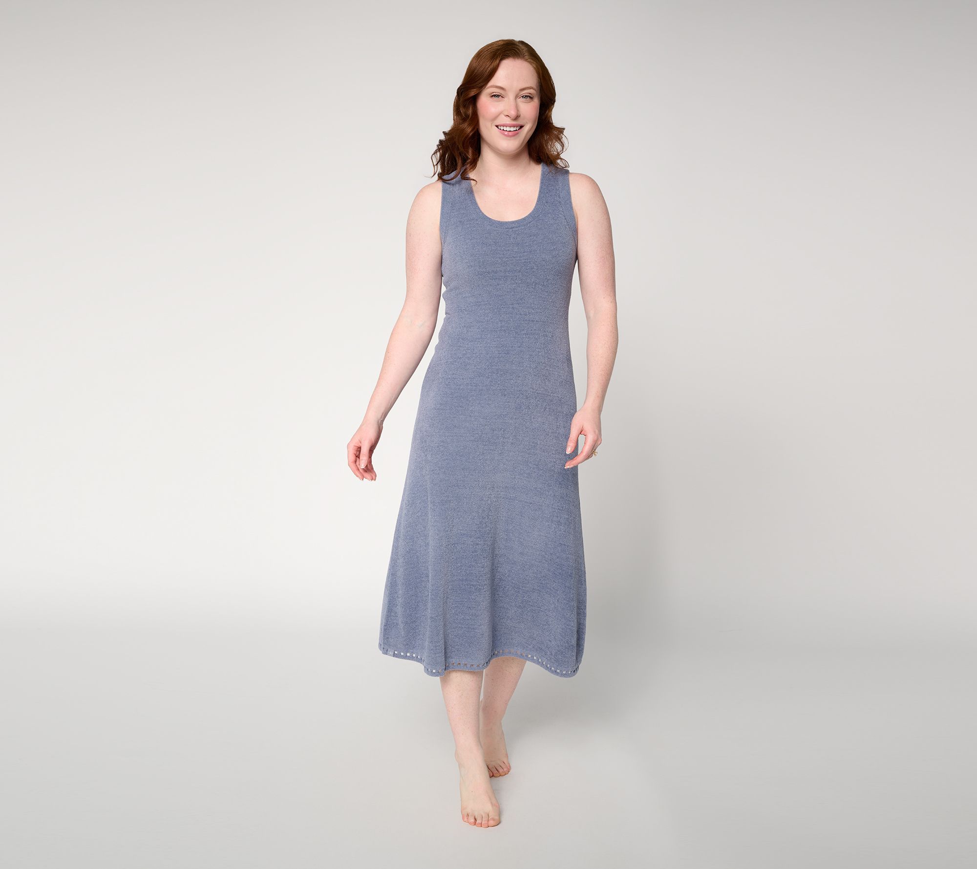 Barefoot Dreams Petite CozyChic Ultra Lite Square Trim Midi Dress