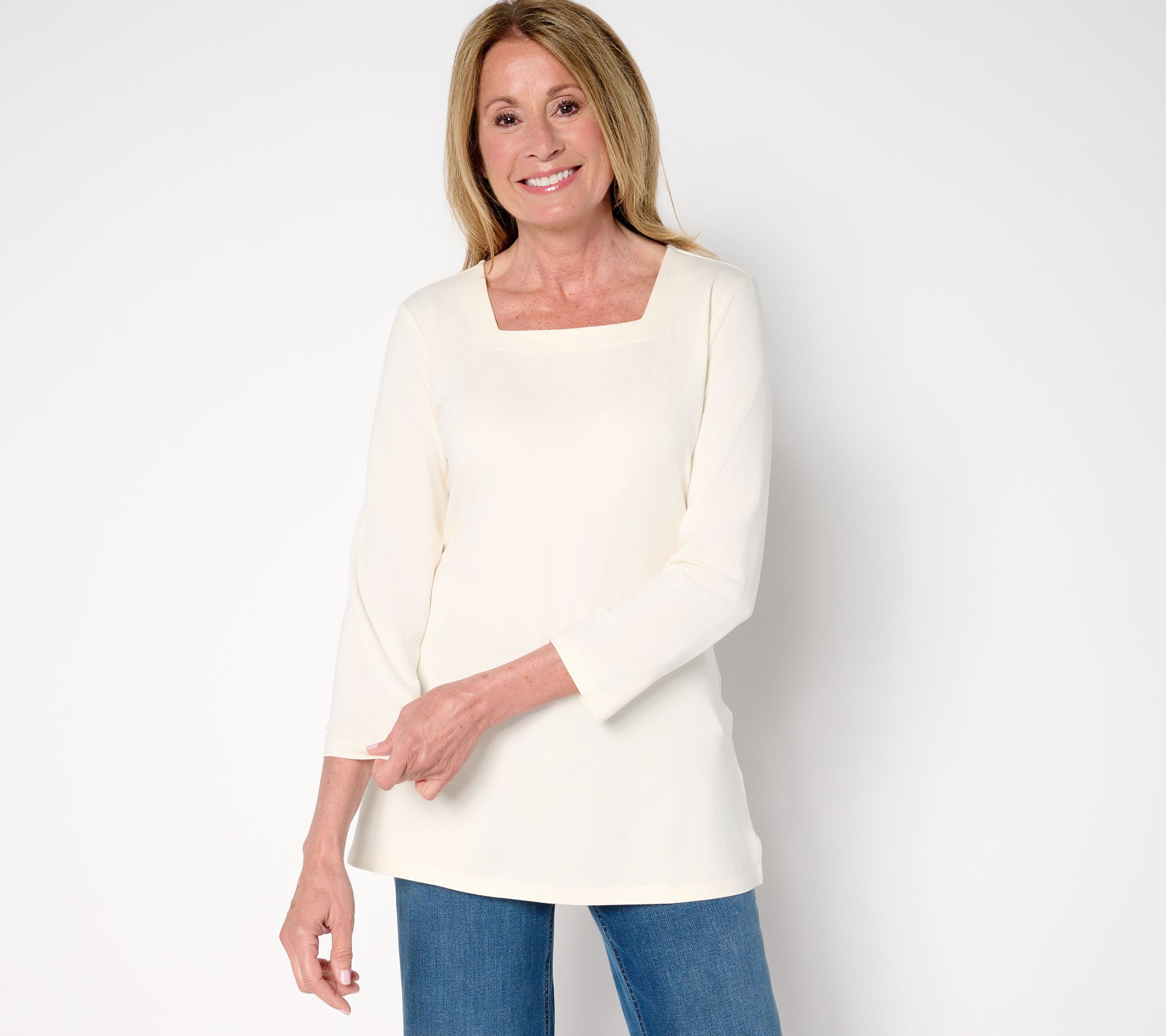 "As Is" Denim & Co. Essentials Petite So Soft Jersey Tunic