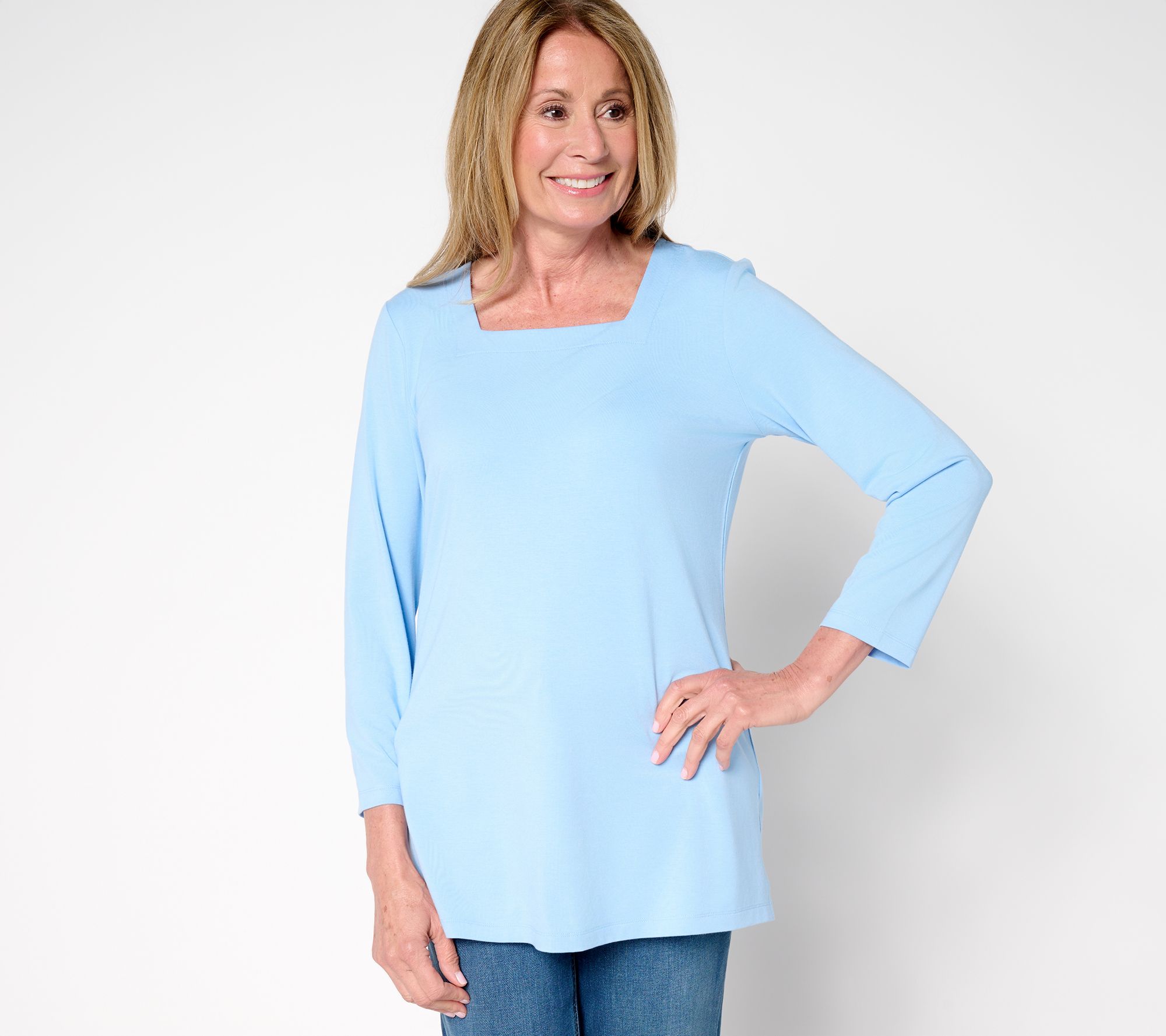 "As Is" Denim & Co. Essentials Petite So Soft Jersey Tunic