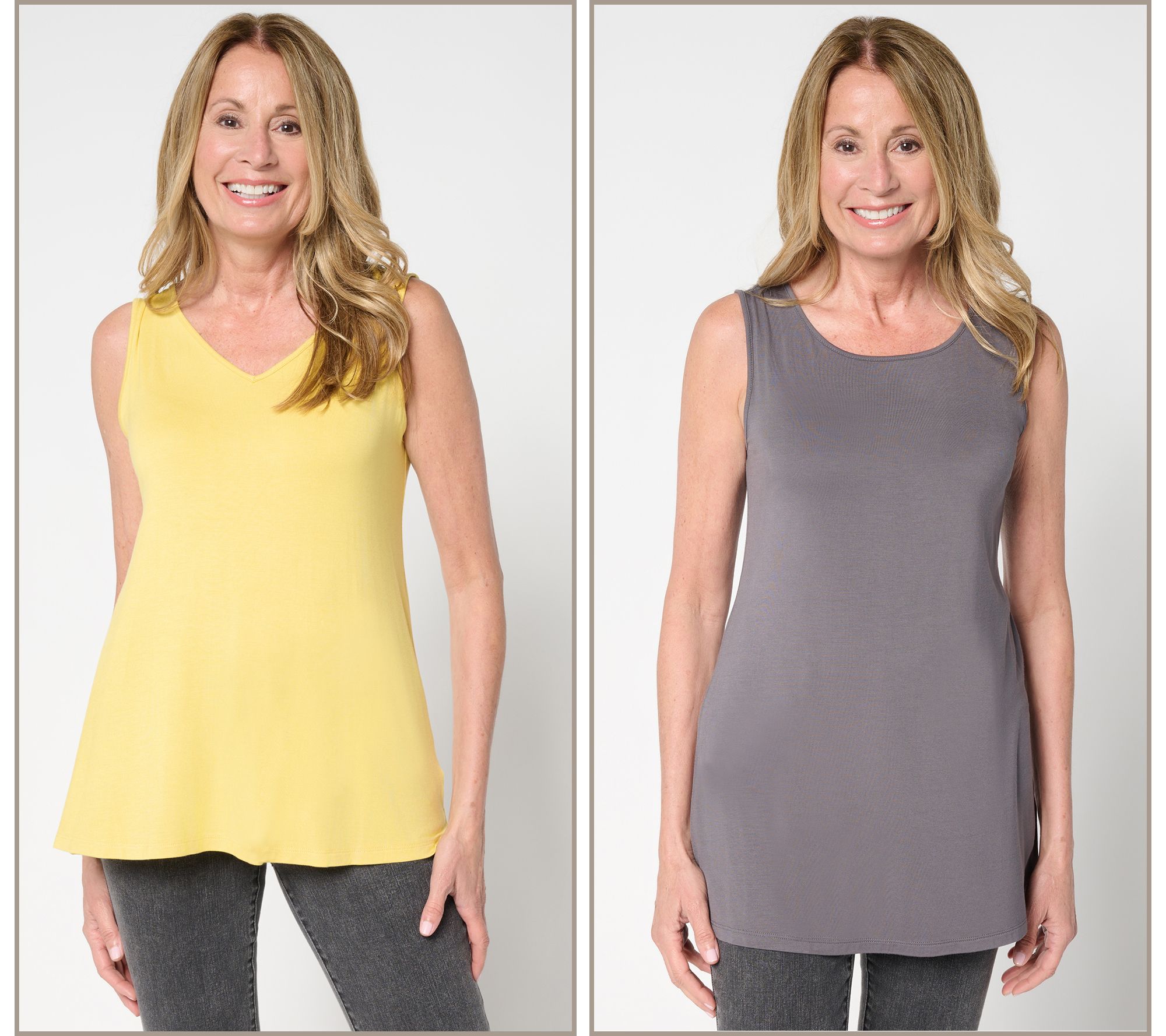 "As Is" LOGO Layers by Lori Goldstein 2-Pk Crew and V-Neck Tanks