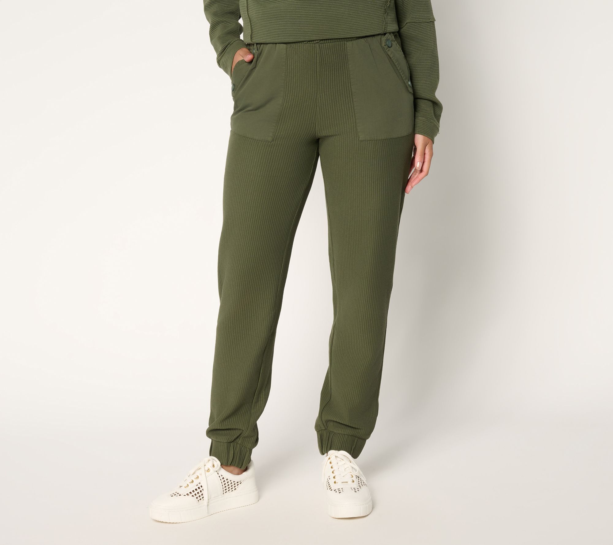 "As Is" LOGO by Lori Goldstein Reg Full Length Rib Knit Jogger