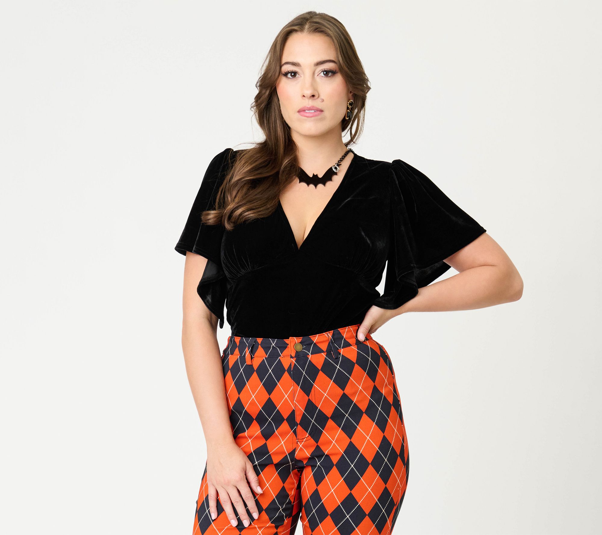 Unique Vintage Black Velvet Flutter Sleeve Top