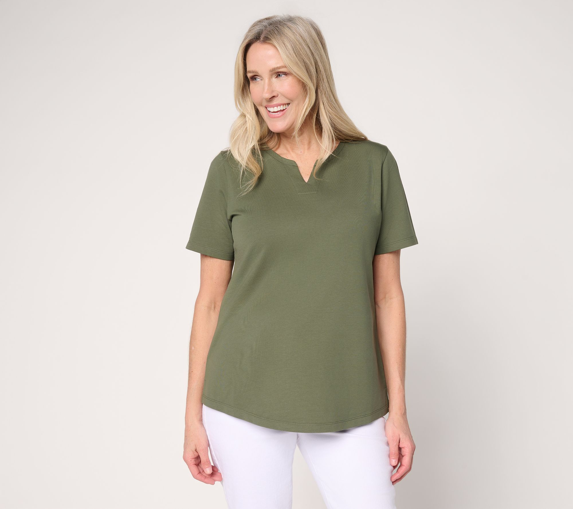 Denim & Co. EasyWear French Terry Top with Shirttail Hem