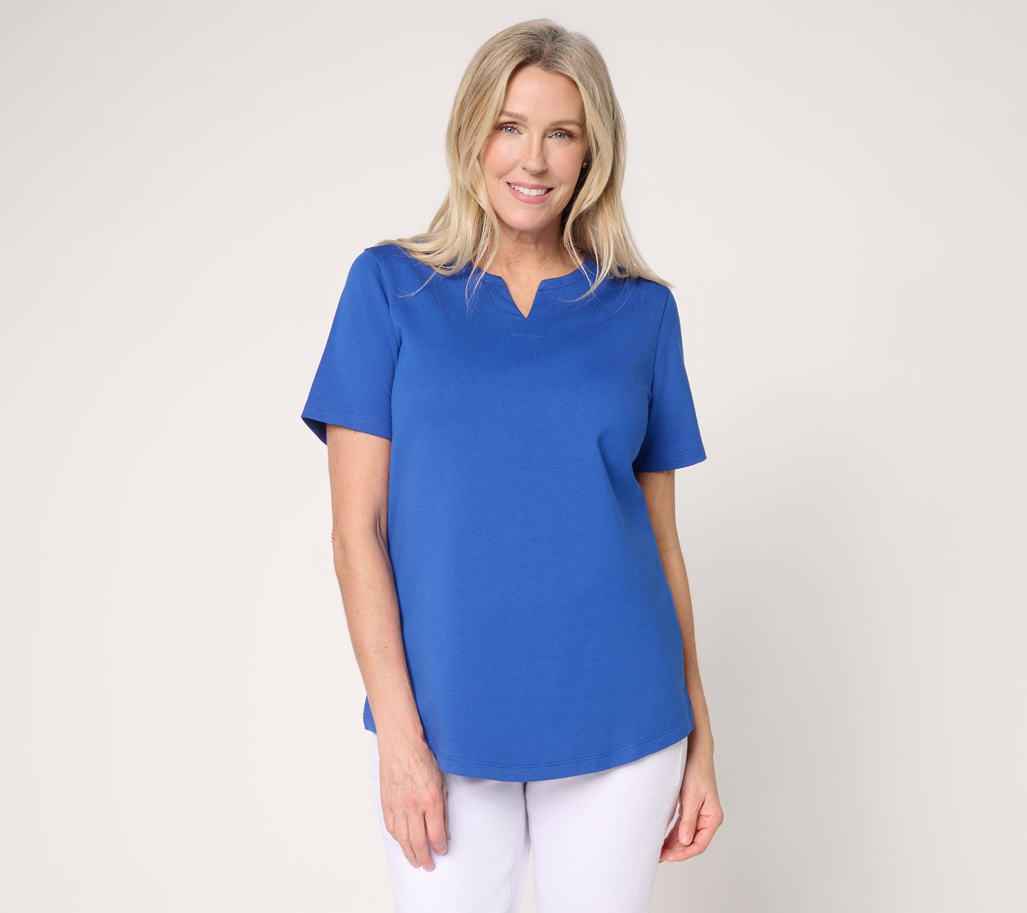 Denim & Co. EasyWear French Terry Top with Shirttail Hem