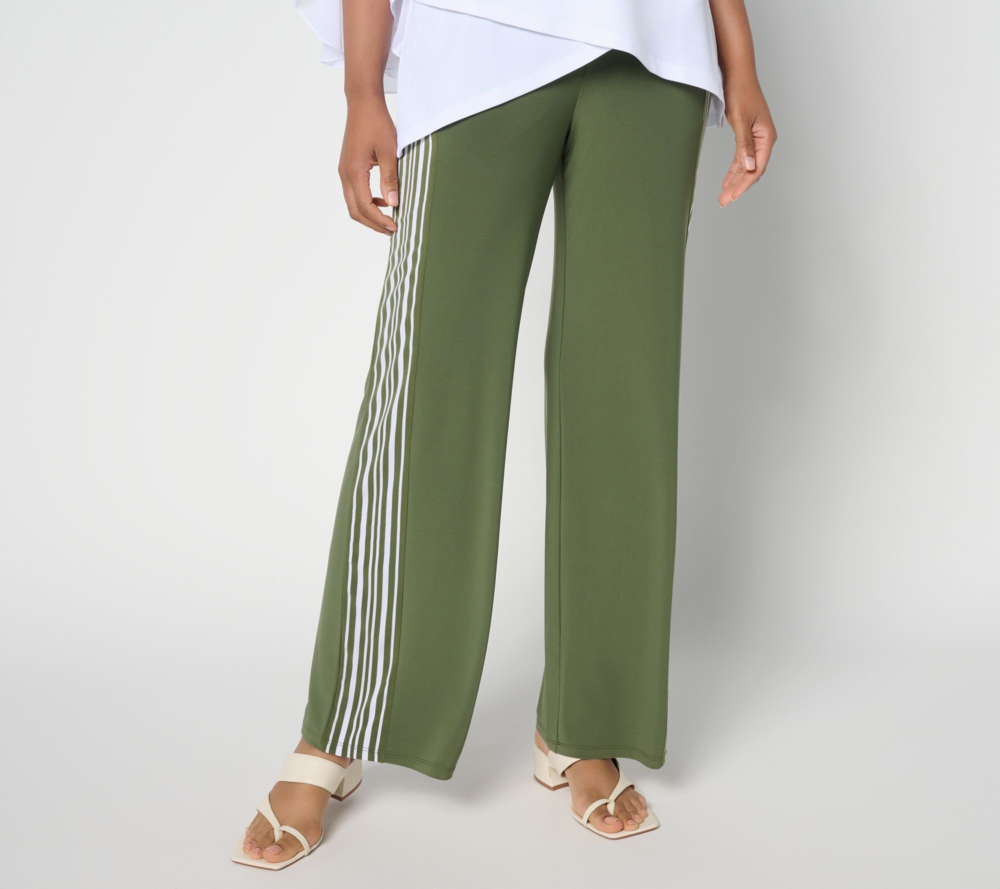 "As Is" Attitudes by Renee Petite La Roma Jersey Wide Leg Pants