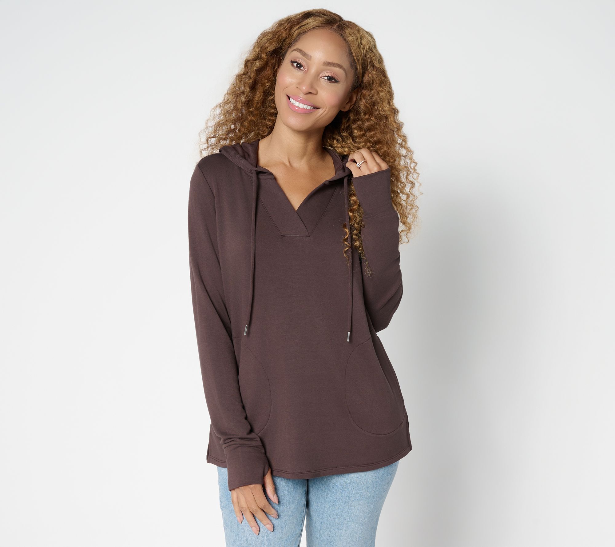 "As Is" Brandis Dress Out Loud Acquitted Knit Split Neck Hoodie