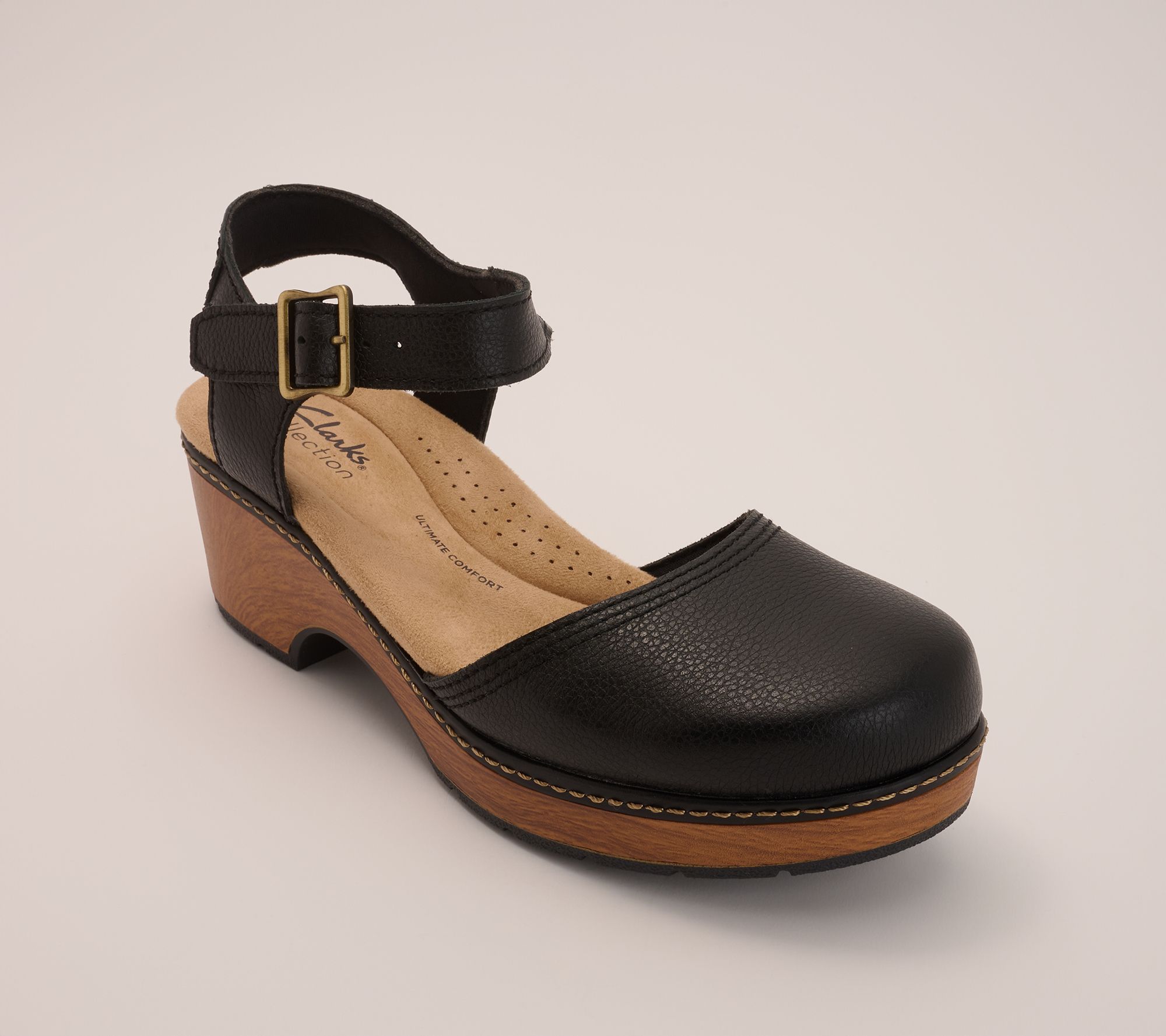 Clarks Collection Leather Platform Clogs -Paizlee Ria