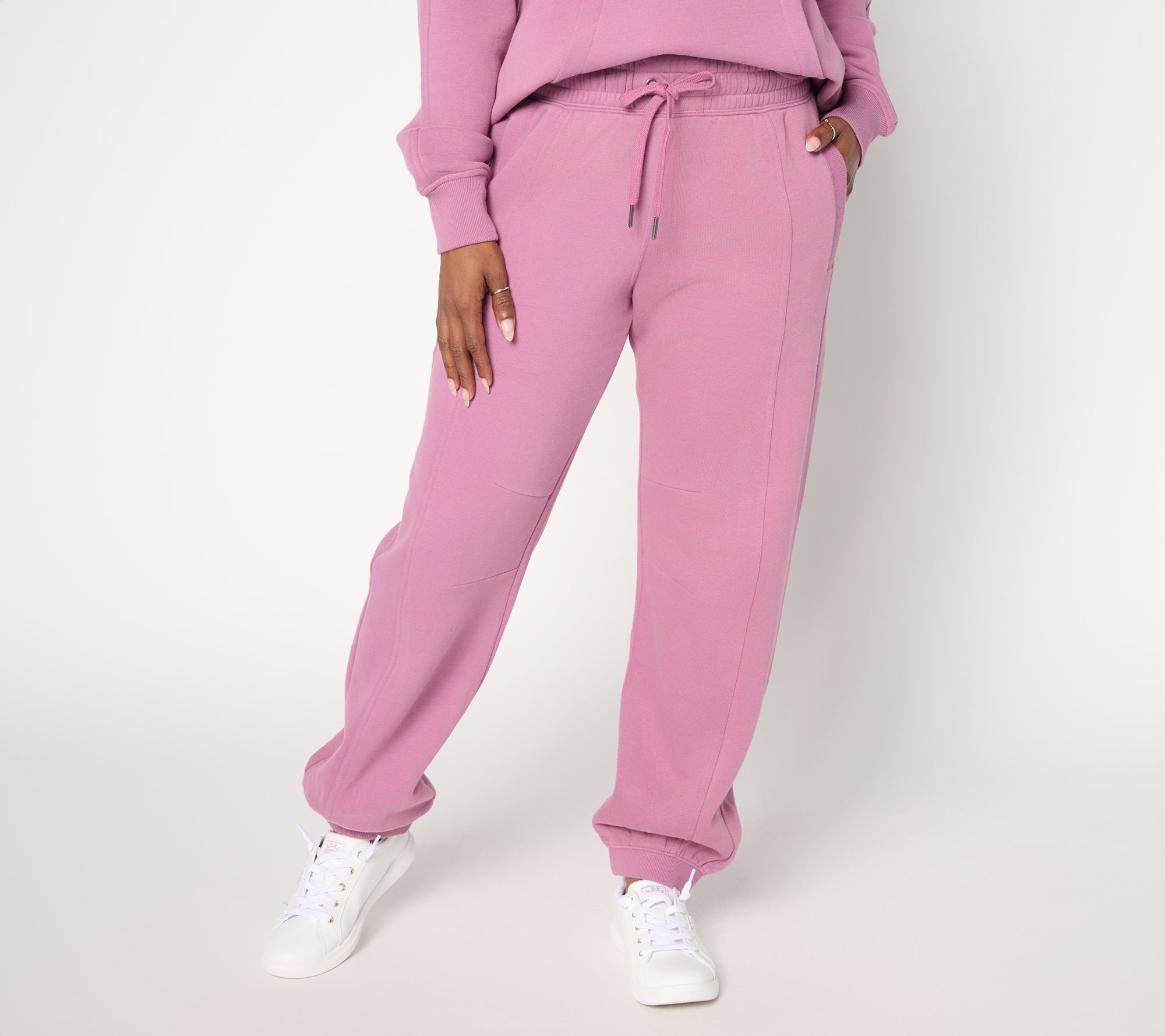 "As Is" LOGO by Lori Goldstein Regular Plush Terry Seamed Ankle Joggers