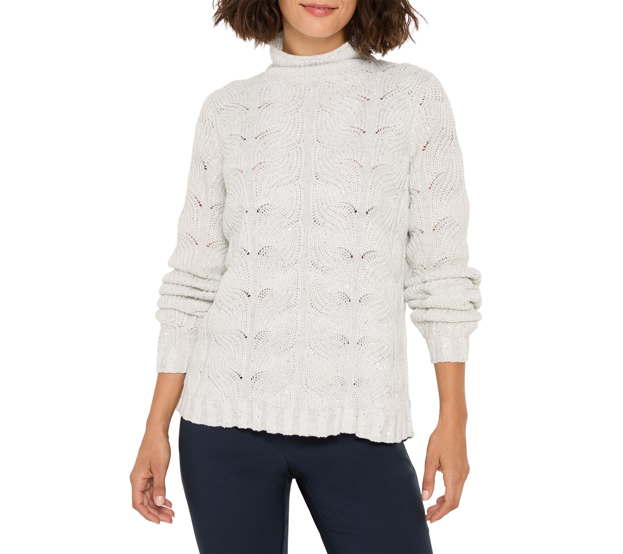 NIC+ZOE Cable Sparkle Sweater