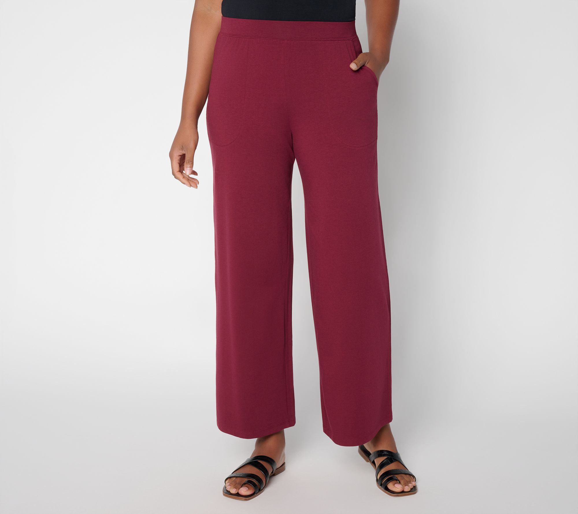 Denim & Co. Regular Fall Beach Jersey Wide Leg Pants