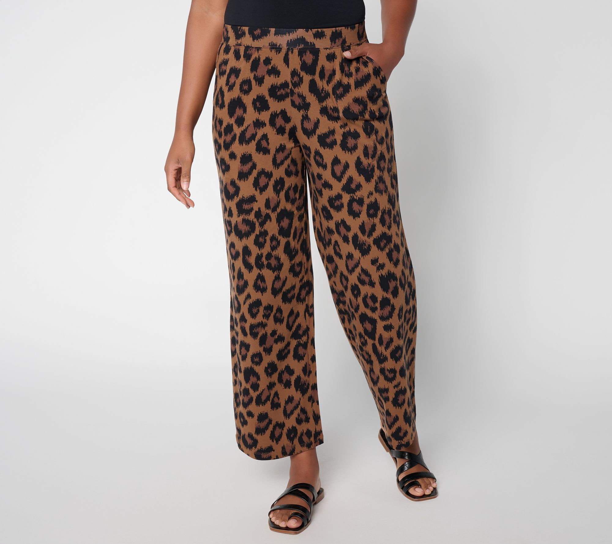 Denim & Co. Regular Fall Beach Jersey Wide Leg Pants