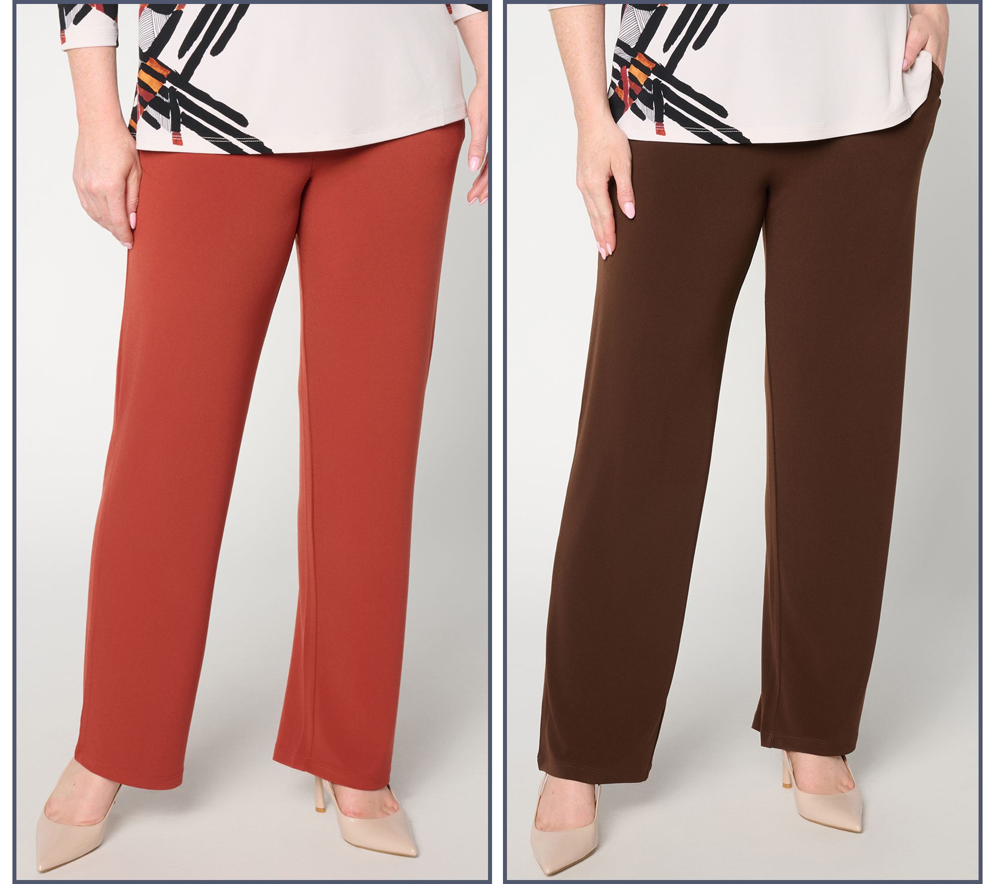 Susan Graver Essentials Petite Set of 2 Liquid Knit Pants